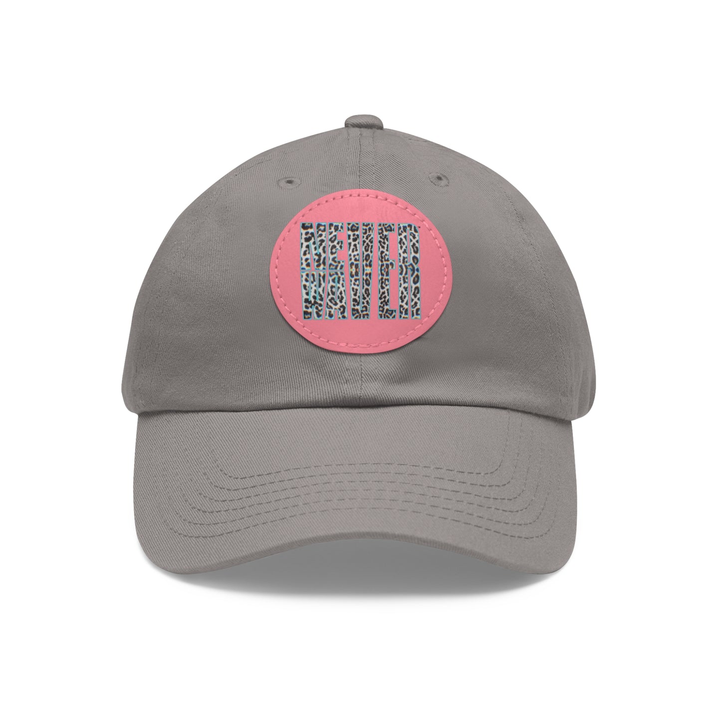 Never Waver Leopard Dad Hat with Leather Patch (Round)