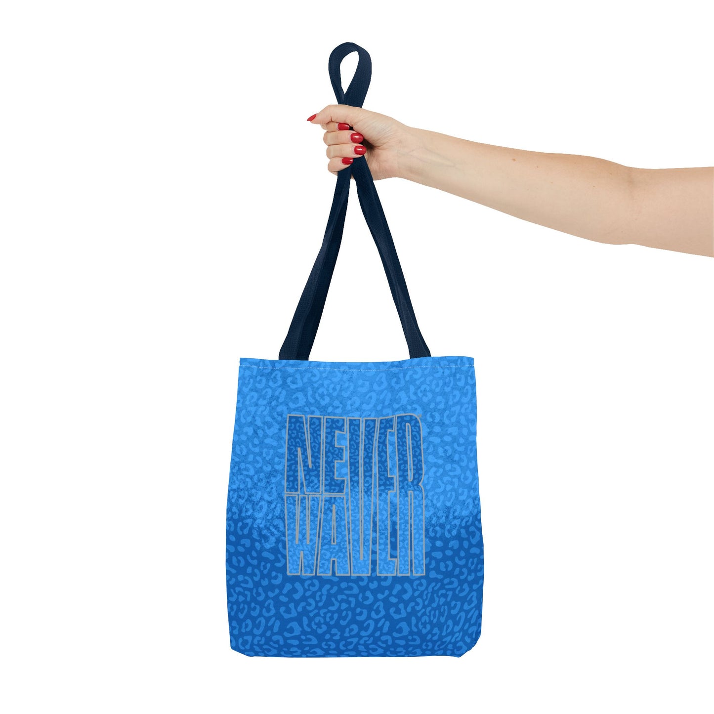 Never Waver Mamma Blue Leopard Tote Bag (AOP)