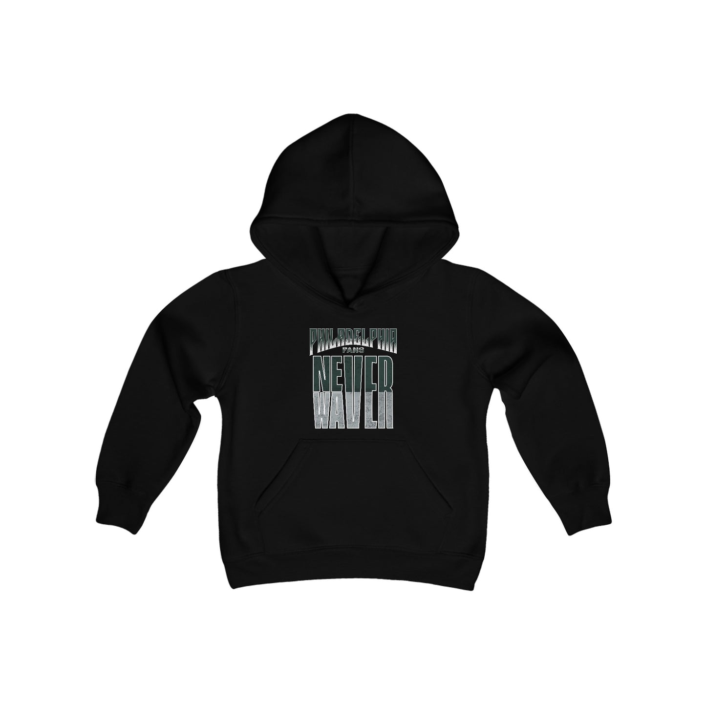 Philadelphia Fans Never Waver Youth Heavy Blend Hooded Sweatshirt