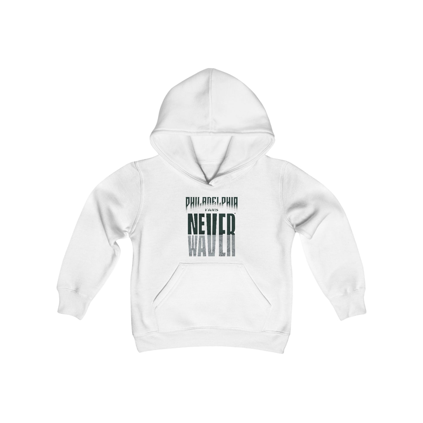 Philadelphia Fans Never Waver Youth Heavy Blend Hooded Sweatshirt