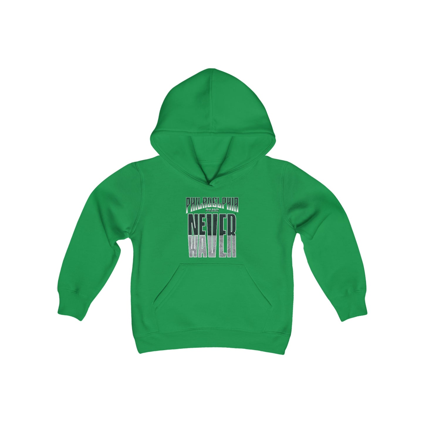 Philadelphia Fans Never Waver Youth Heavy Blend Hooded Sweatshirt