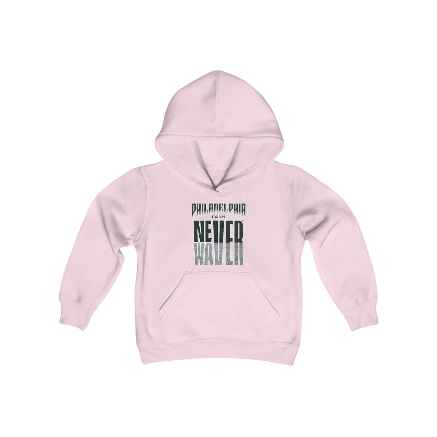 Philadelphia Fans Never Waver Youth Heavy Blend Hooded Sweatshirt