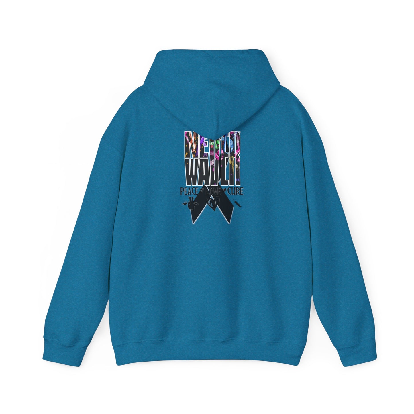 Never Waver Peace Love Cure Unisex Heavy Blend™ Hooded Sweatshirt