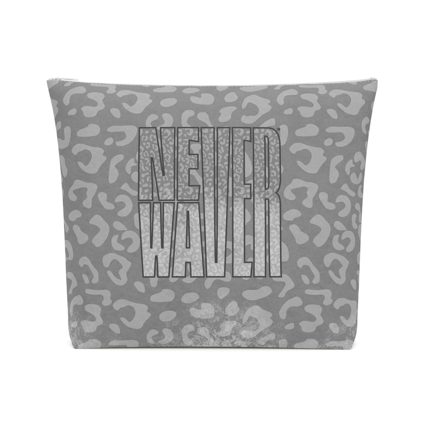 Never Waver  Gray Leopard Cotton Cosmetic Bag