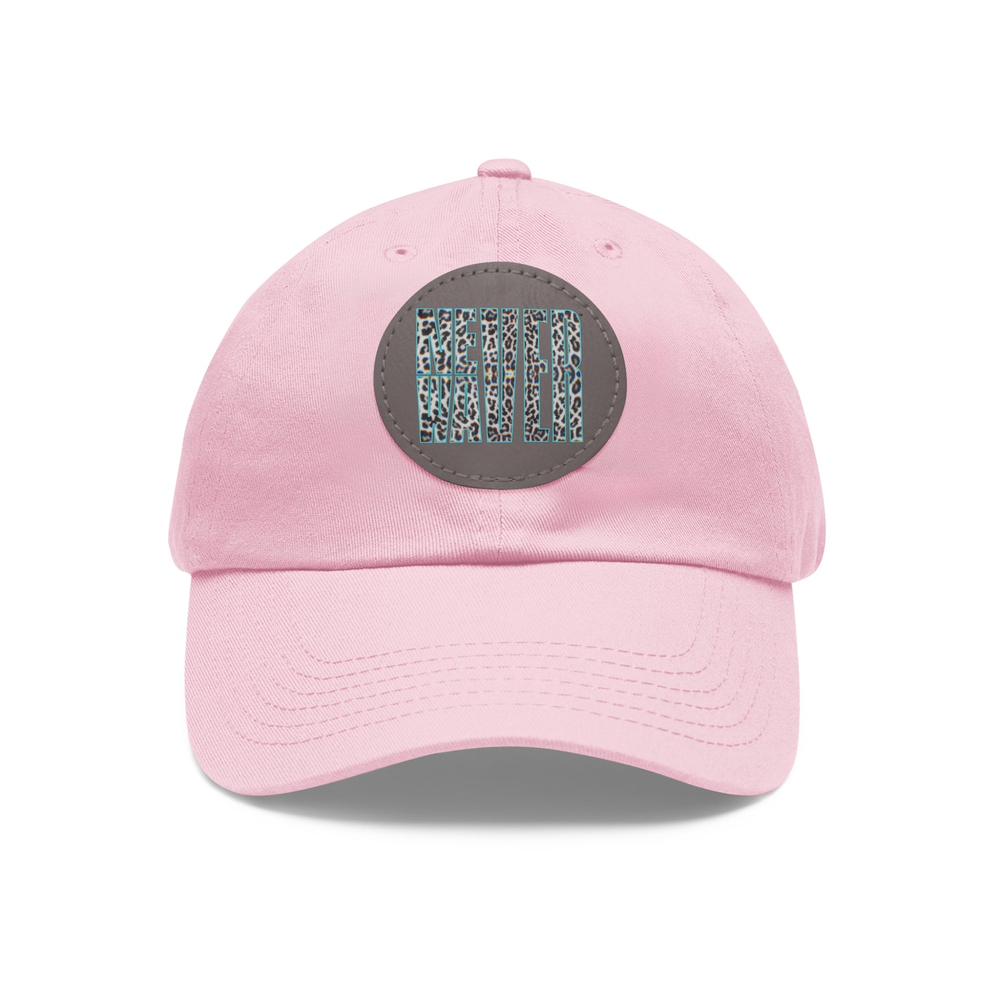 Never Waver Leopard Dad Hat with Leather Patch (Round)