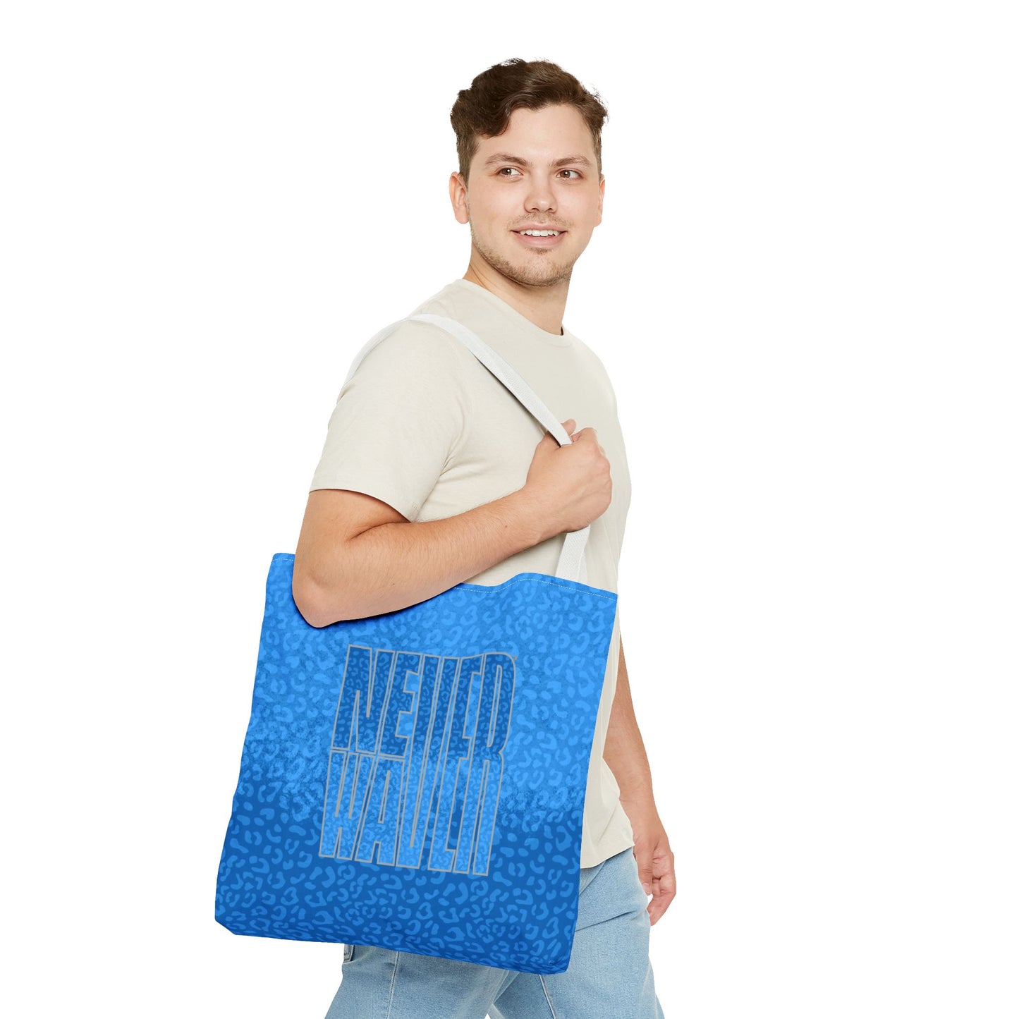 Never Waver Mamma Blue Leopard Tote Bag (AOP)