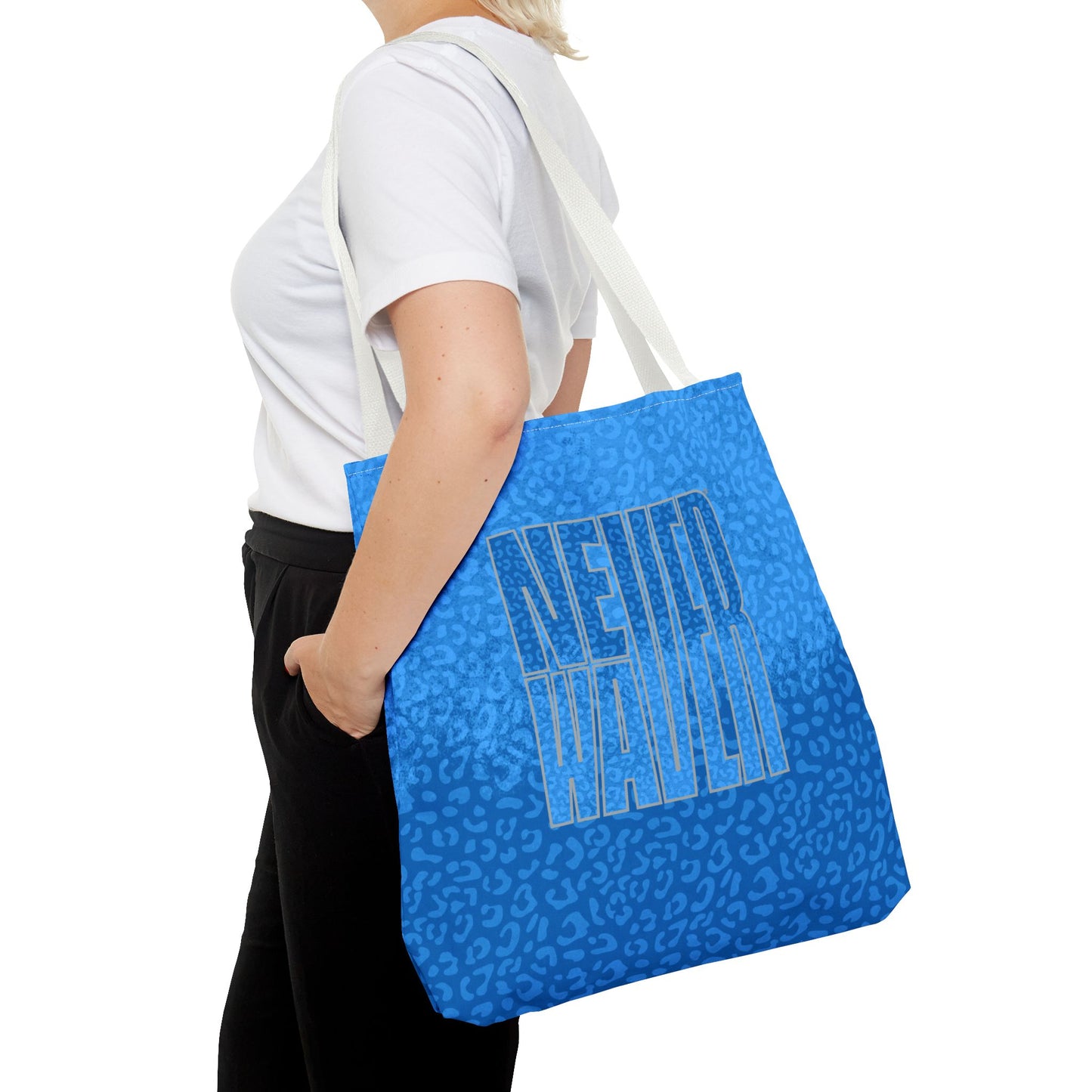 Never Waver Mamma Blue Leopard Tote Bag (AOP)