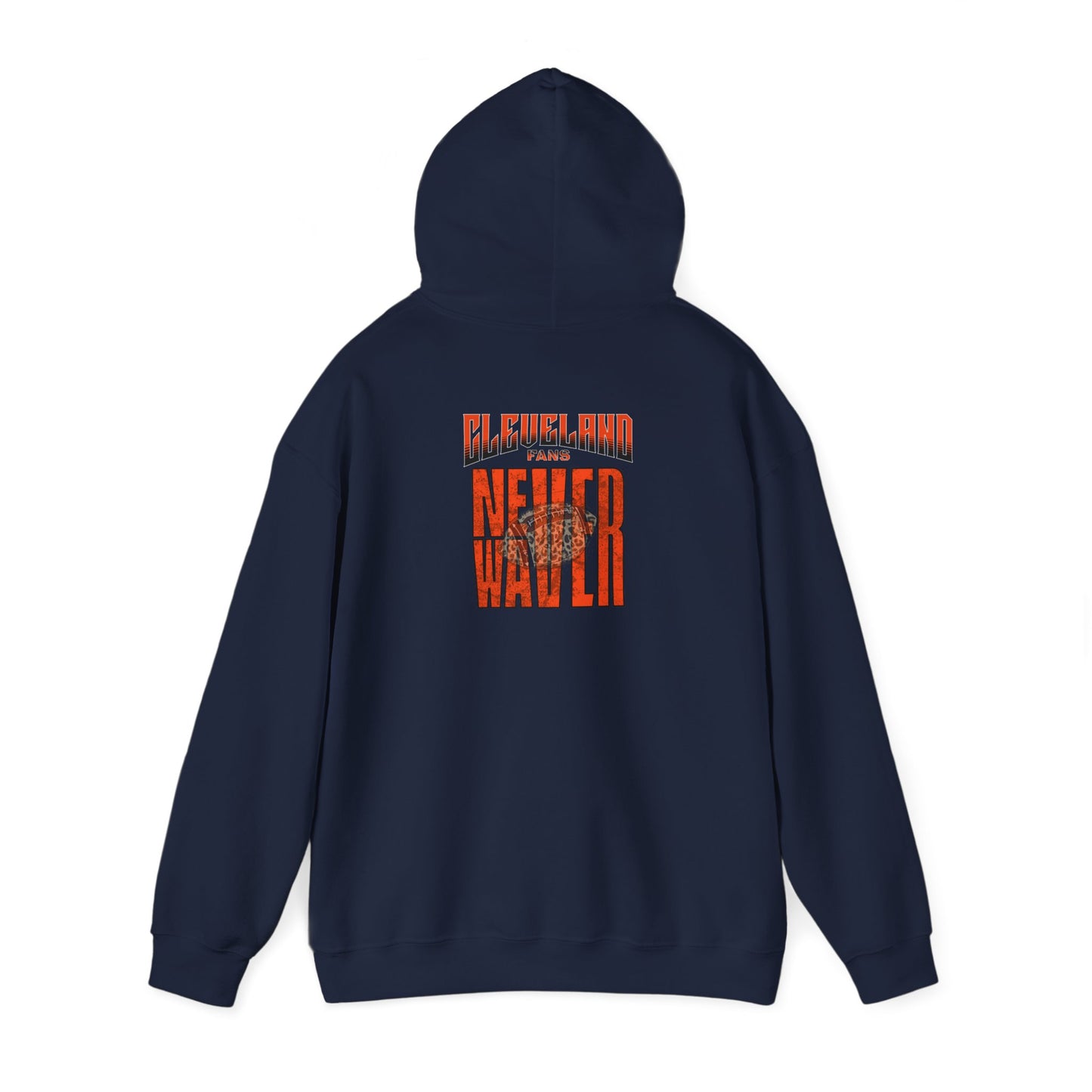 Cleveland Fans Never Waver W-Leopard Football Unisex Heavy Blend™ Hooded Sweatshirt