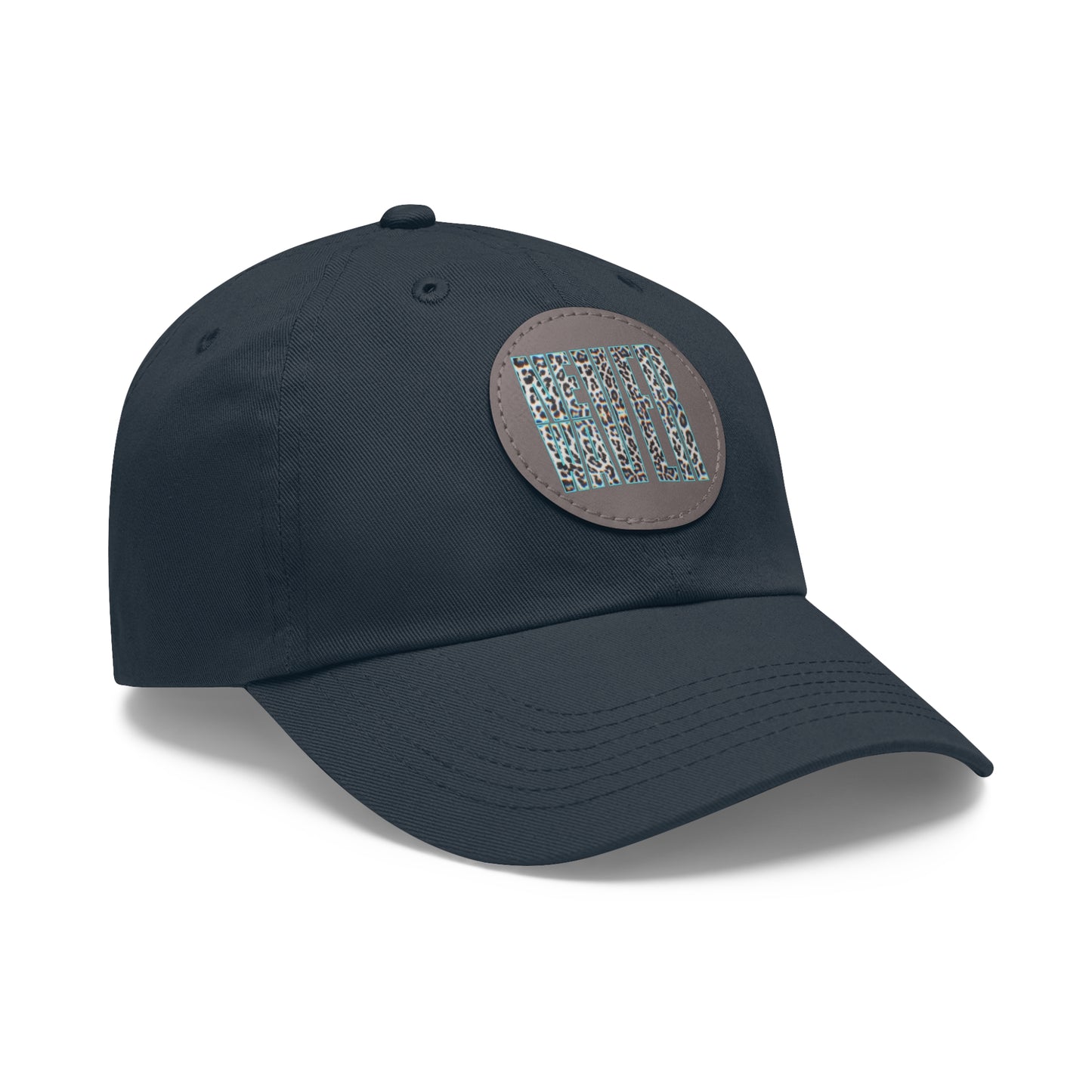 Never Waver Leopard Dad Hat with Leather Patch (Round)