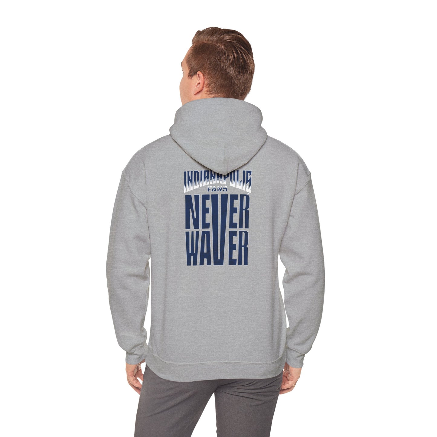 Indianapolis Fans Never Waver Unisex Heavy Blend™ Hooded Sweatshirt - Comfortable and Stylish for Everyday Wear