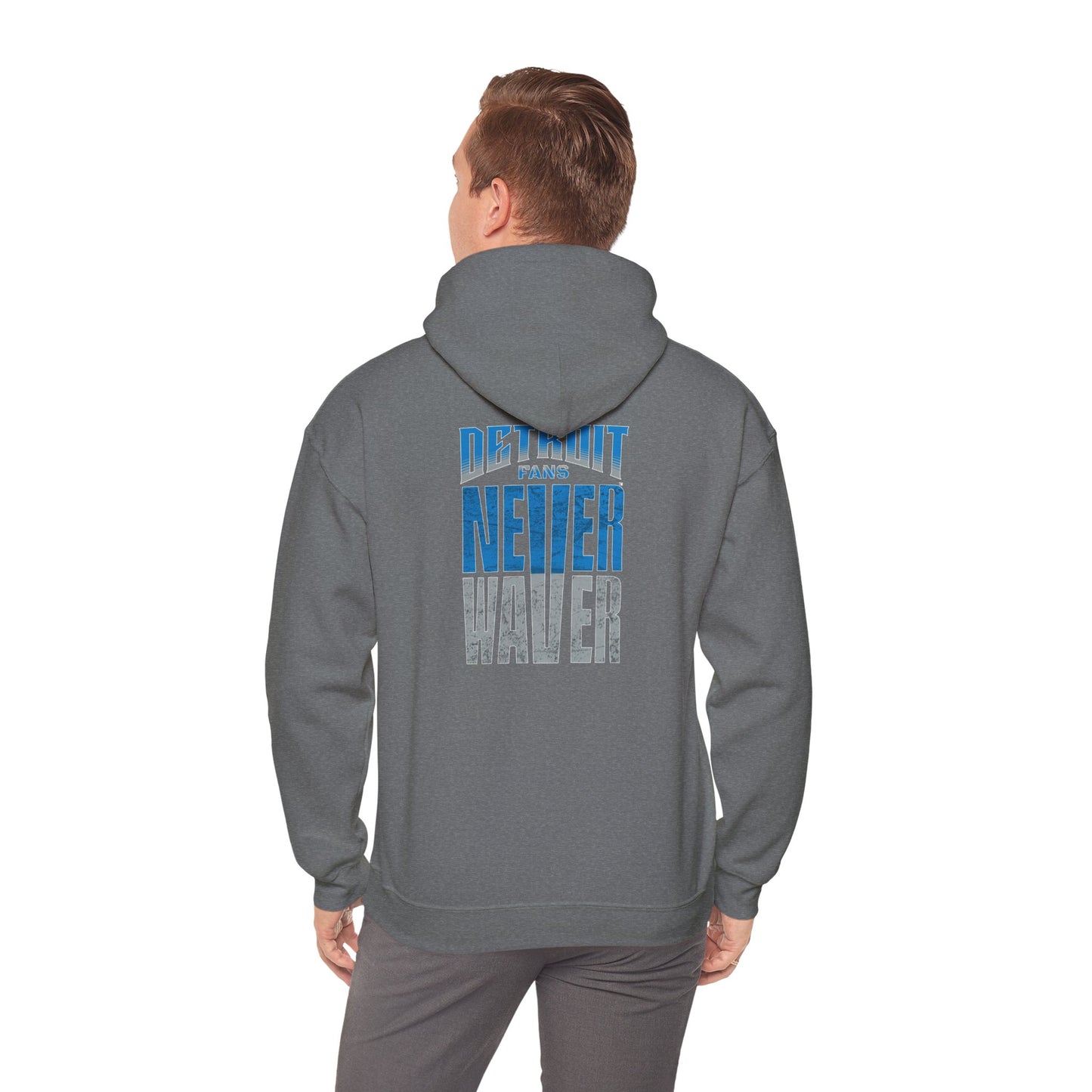 Unisex Heavy Blend™ Hooded Sweatshirt - 'Detroit Fans Never Waver' Inspirational Hoodie for Fans