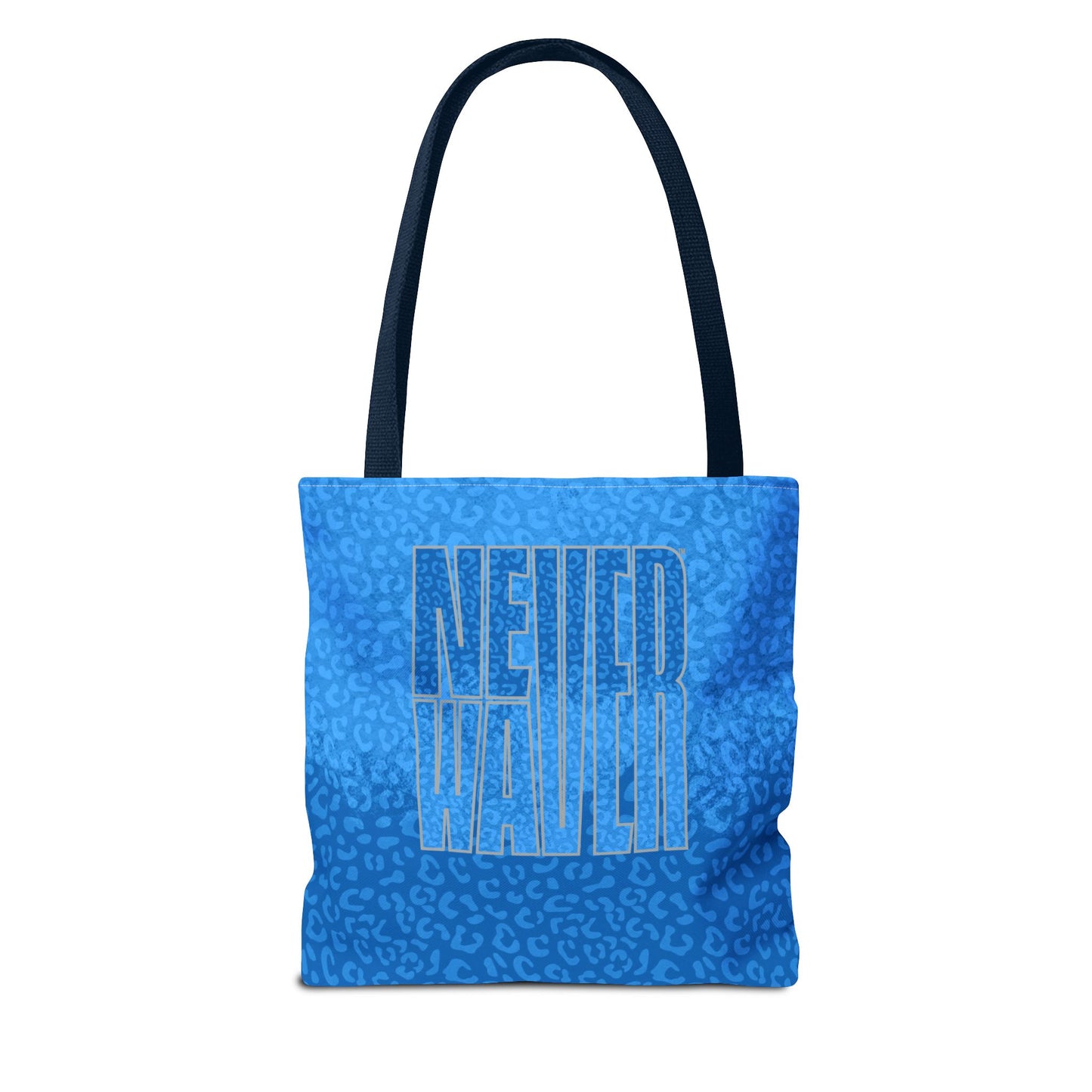 Never Waver Mamma Blue Leopard Tote Bag (AOP)