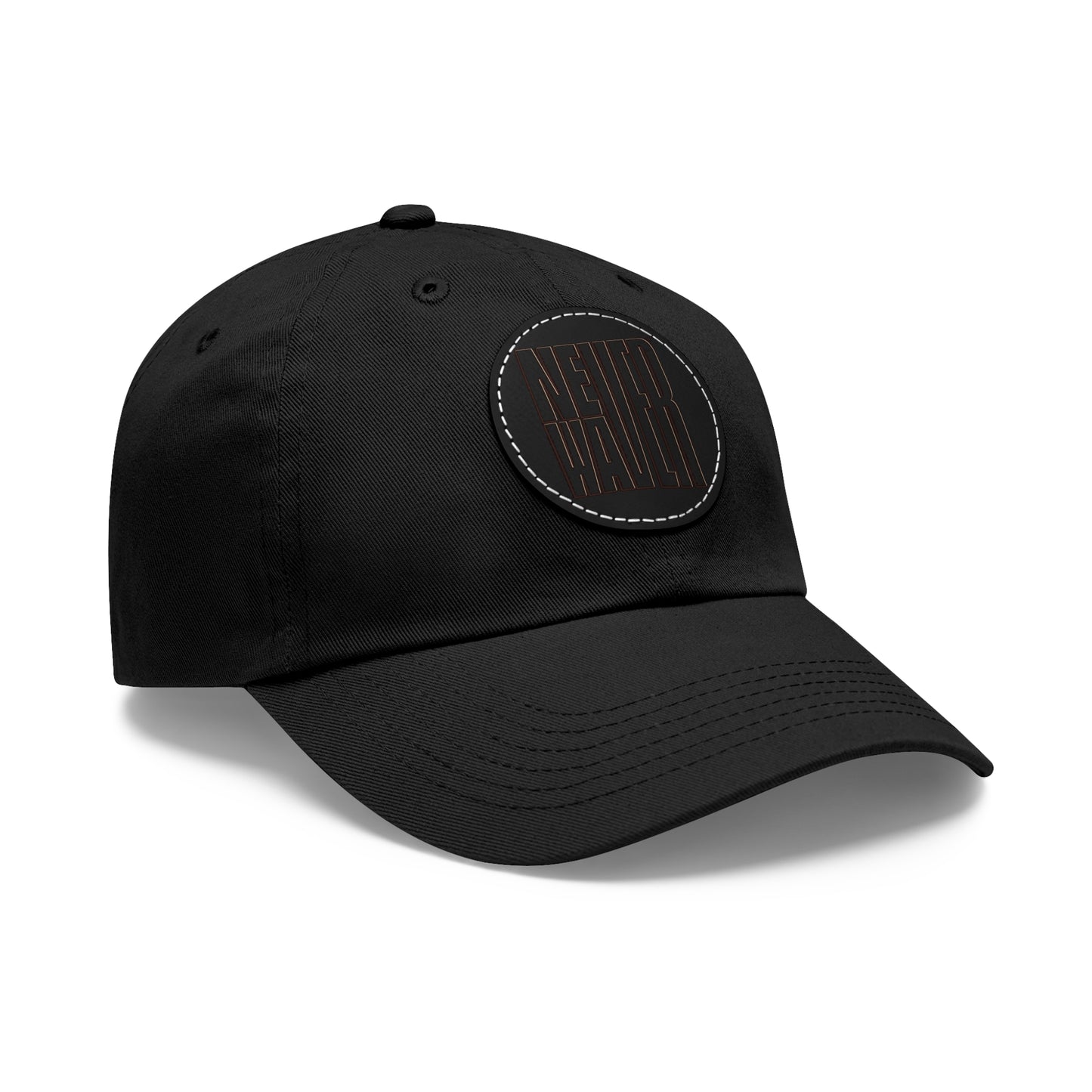 Never Waver Dad Hat with Leather Patch (Round)