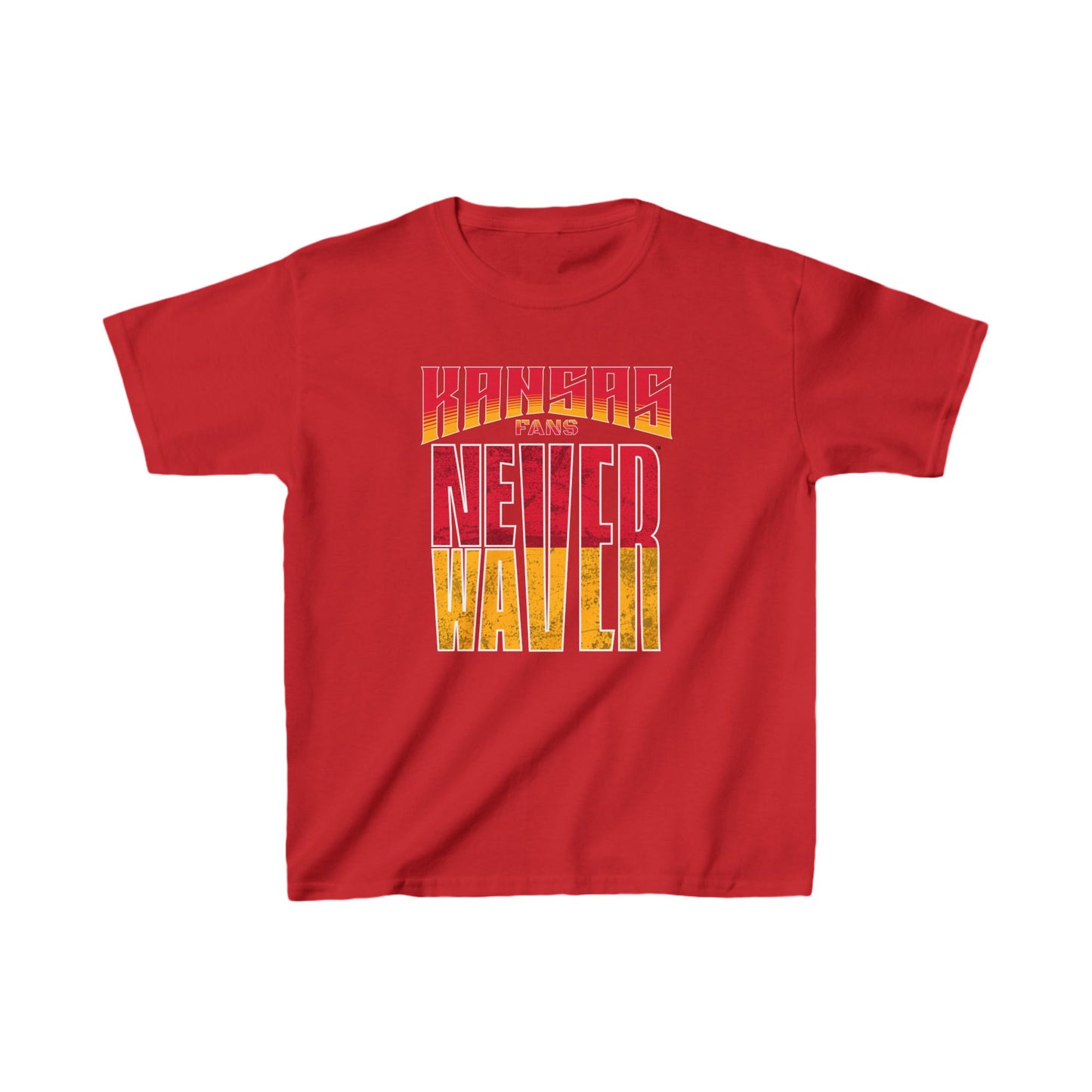 Kansas Fans Never Waver Kids Heavy Cotton™ Tee