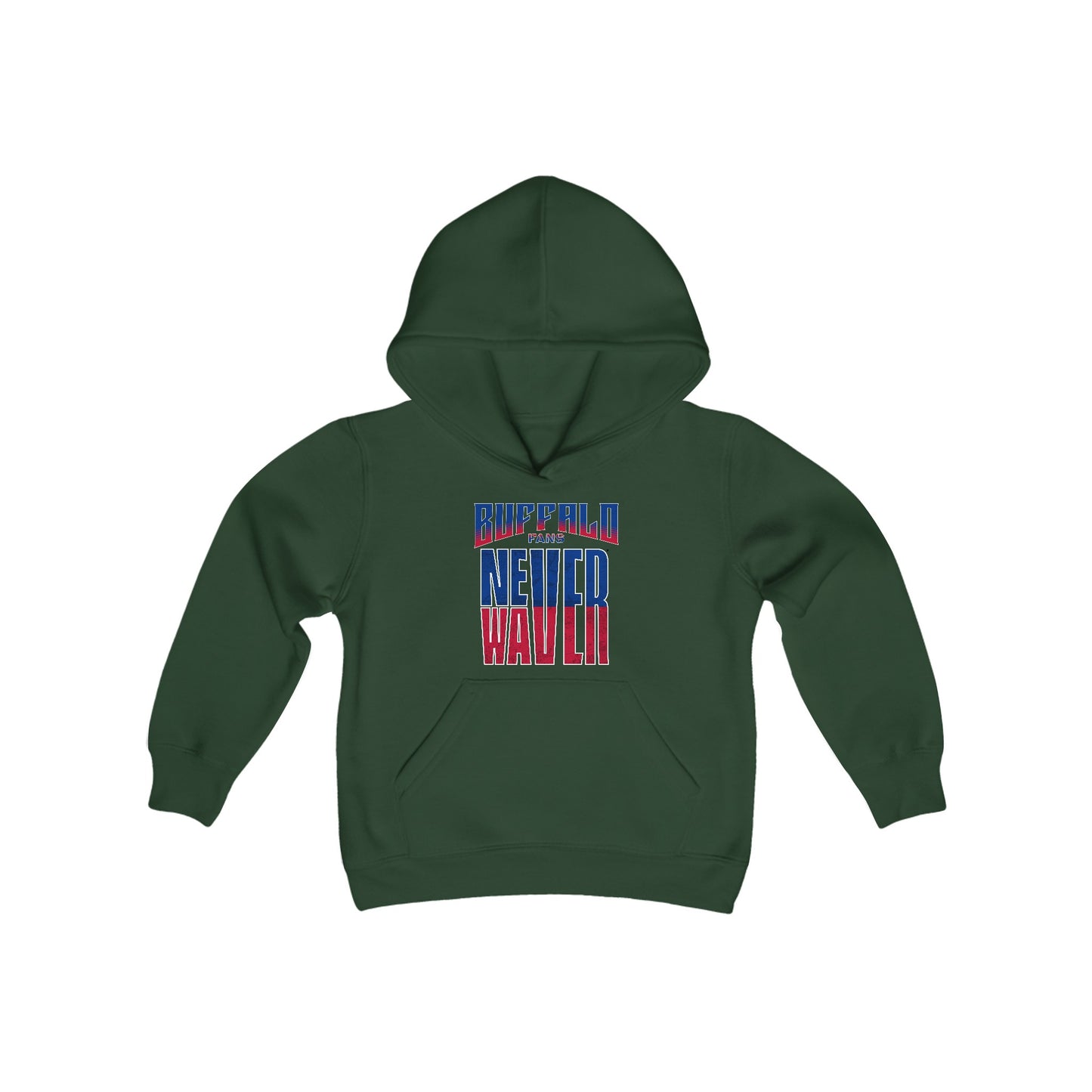 Buffalo Fans Never Waver Youth Heavy Blend Hooded Sweatshirt