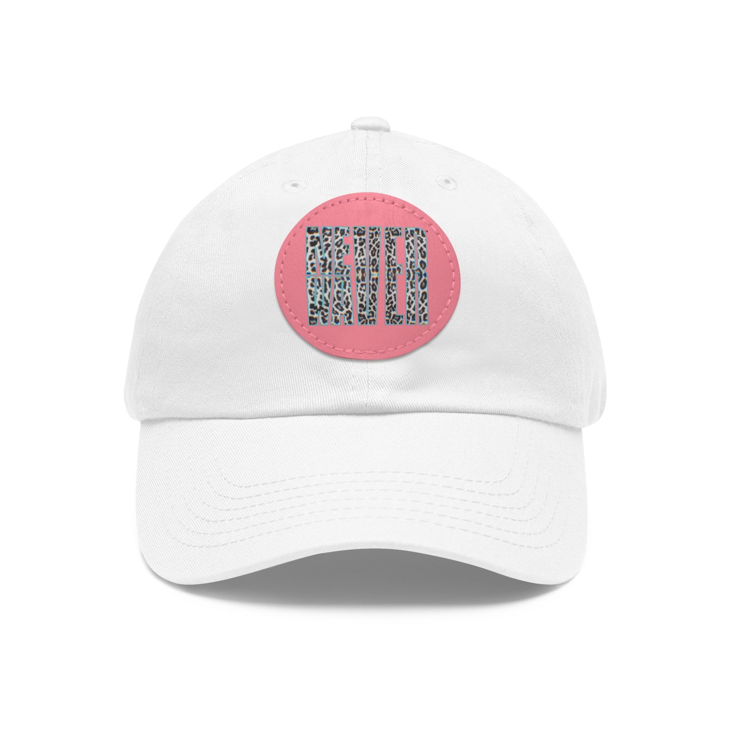 Never Waver Leopard Dad Hat with Leather Patch (Round)