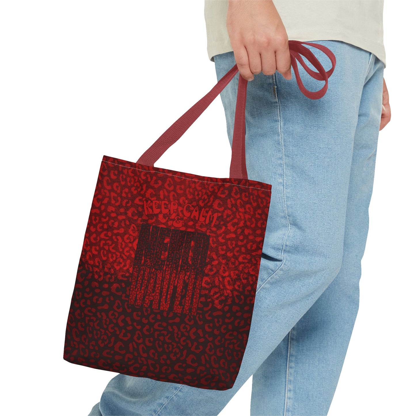 Keep Calm & Never Waver Mamma Red Leopard Tote Bag (AOP)