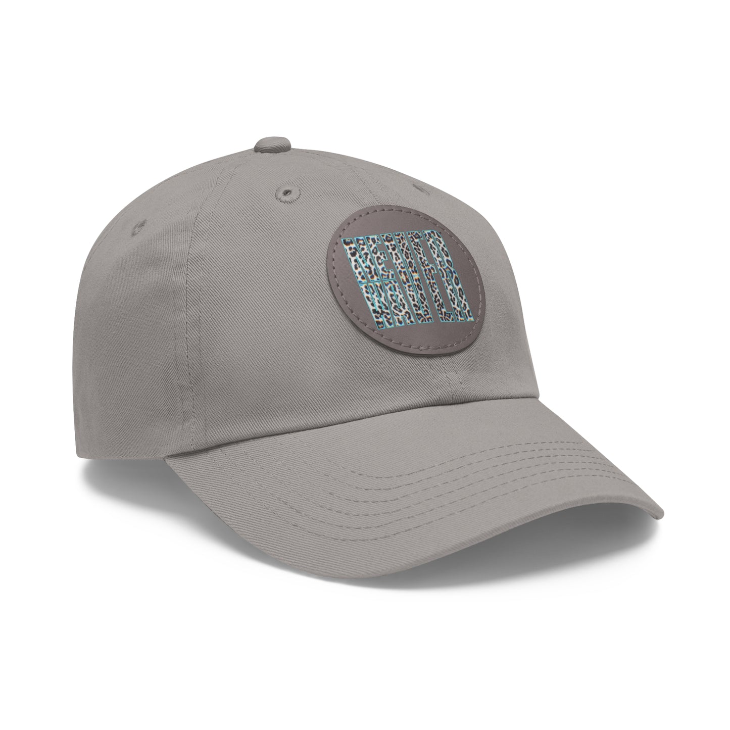 Never Waver Leopard Dad Hat with Leather Patch (Round)