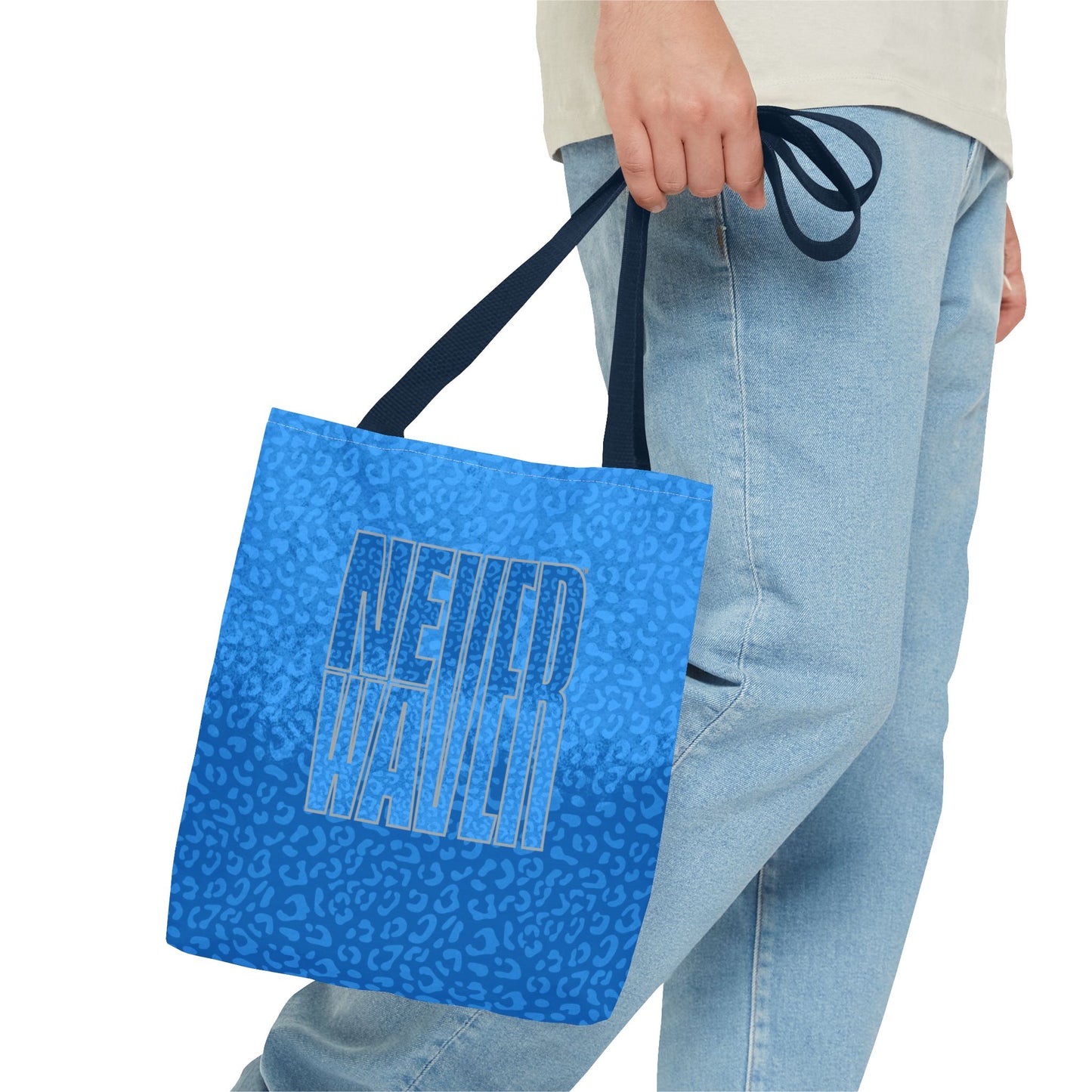 Never Waver Mamma Blue Leopard Tote Bag (AOP)