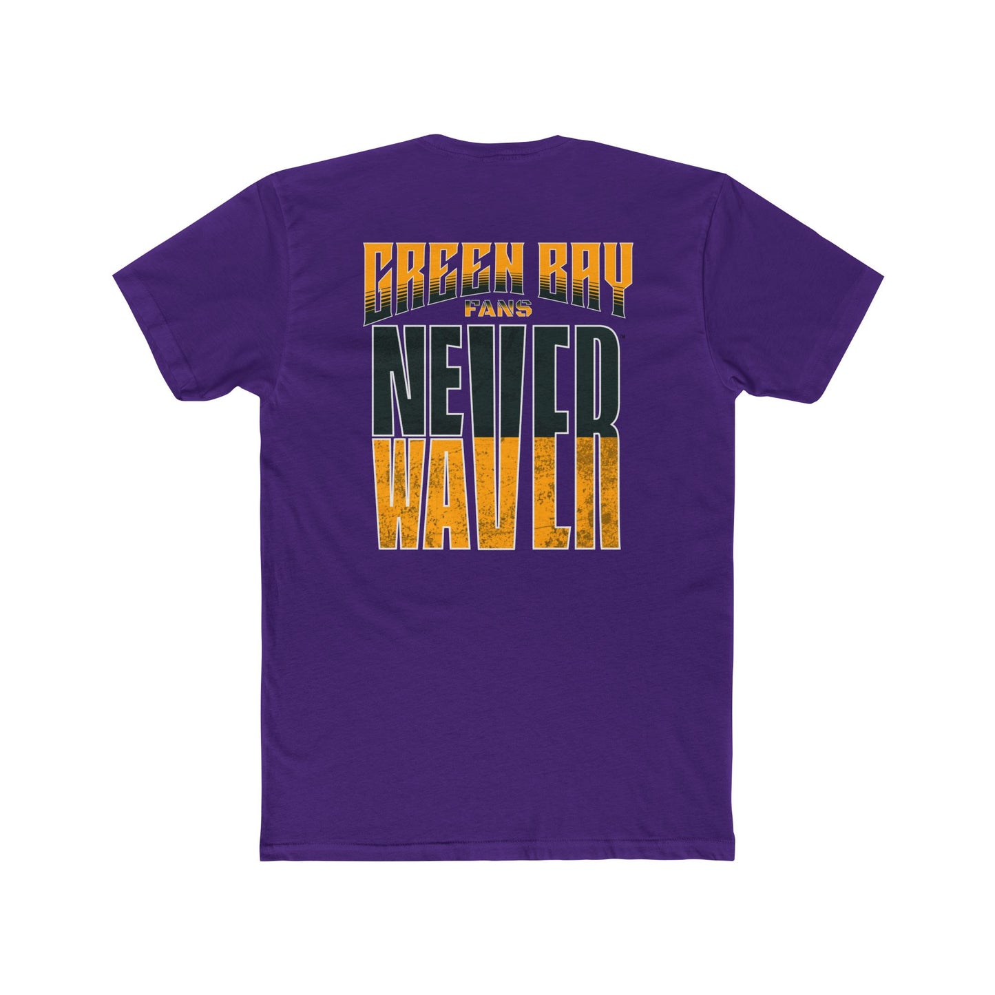 Green Bay Fans  Never Waver with leopard football Unisex Cotton Crew Tee