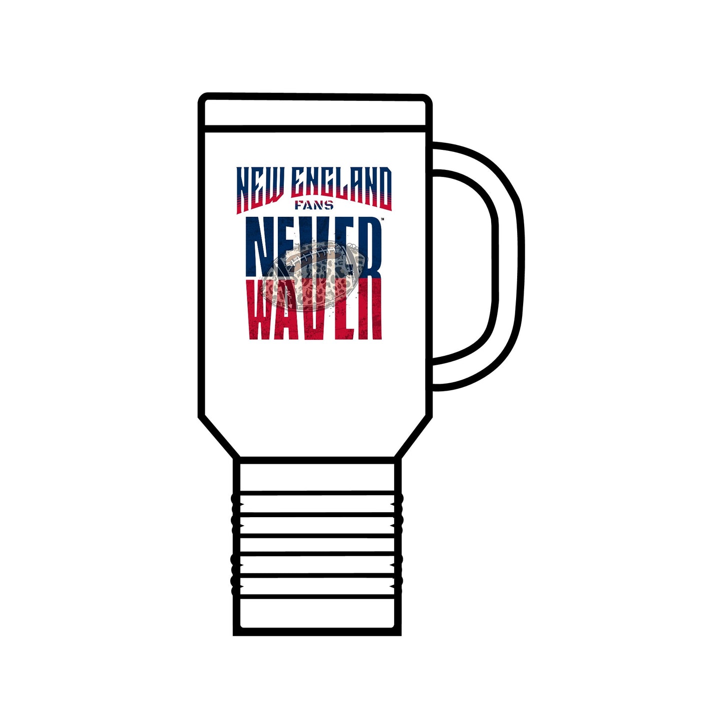 New England Fans Never Waver W-Leopard Football Insulated Travel Mug, 40oz