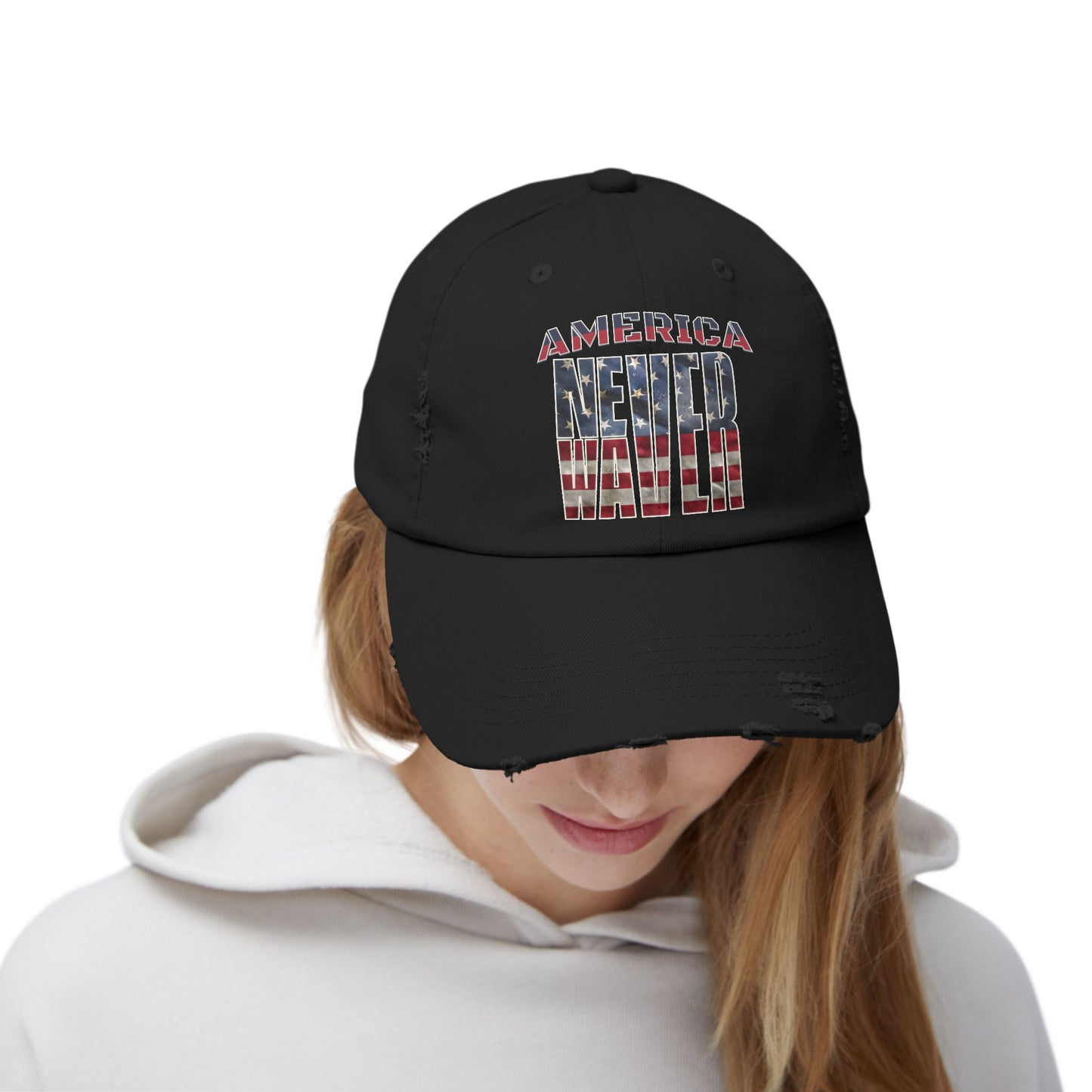 America Never Waver Unisex Distressed Cap