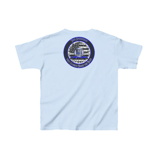 True Americans Never Waver They Always Back The Blue   Kids Heavy Cotton™ Tee