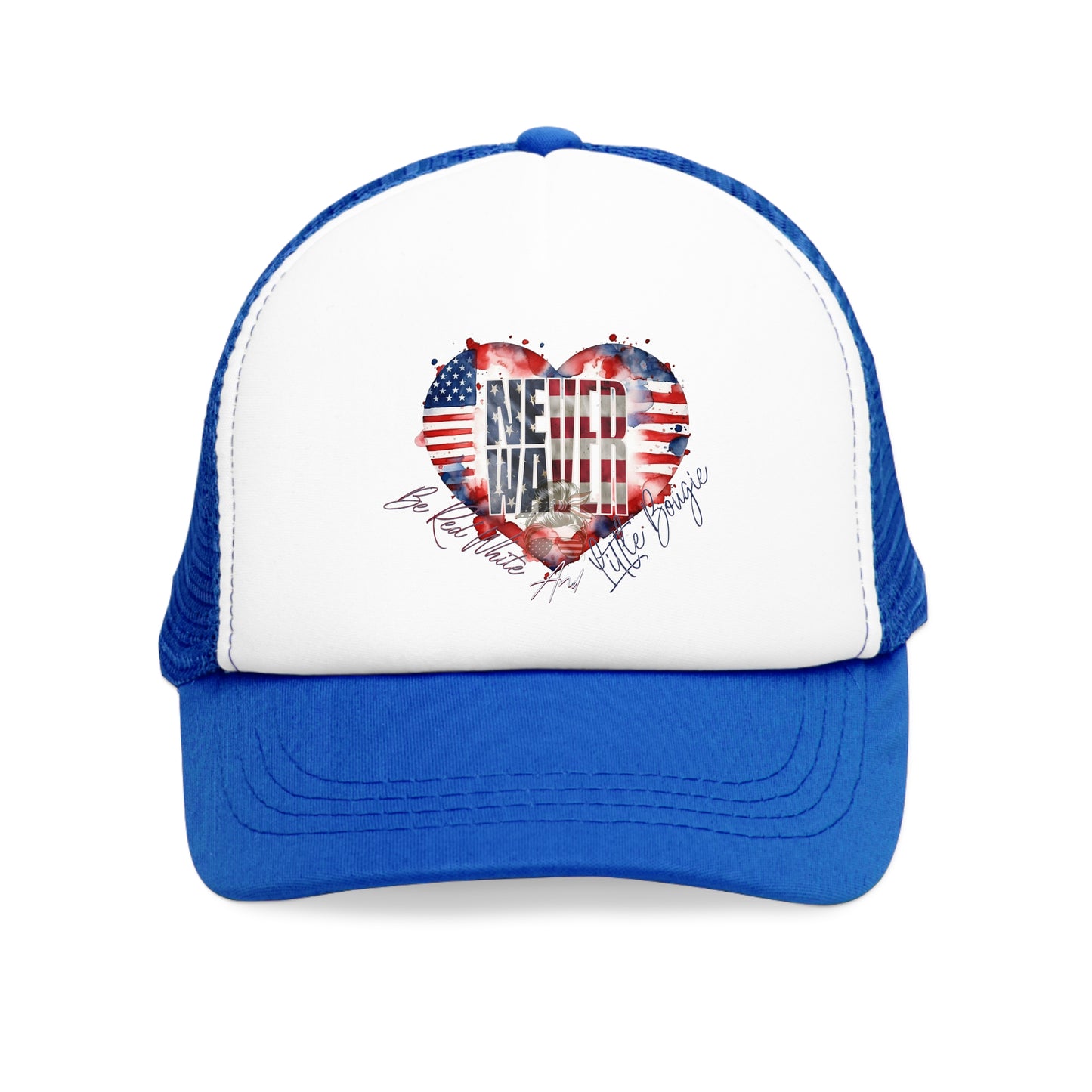 Never Waver Be Red White and a Little Bougie Mesh Cap