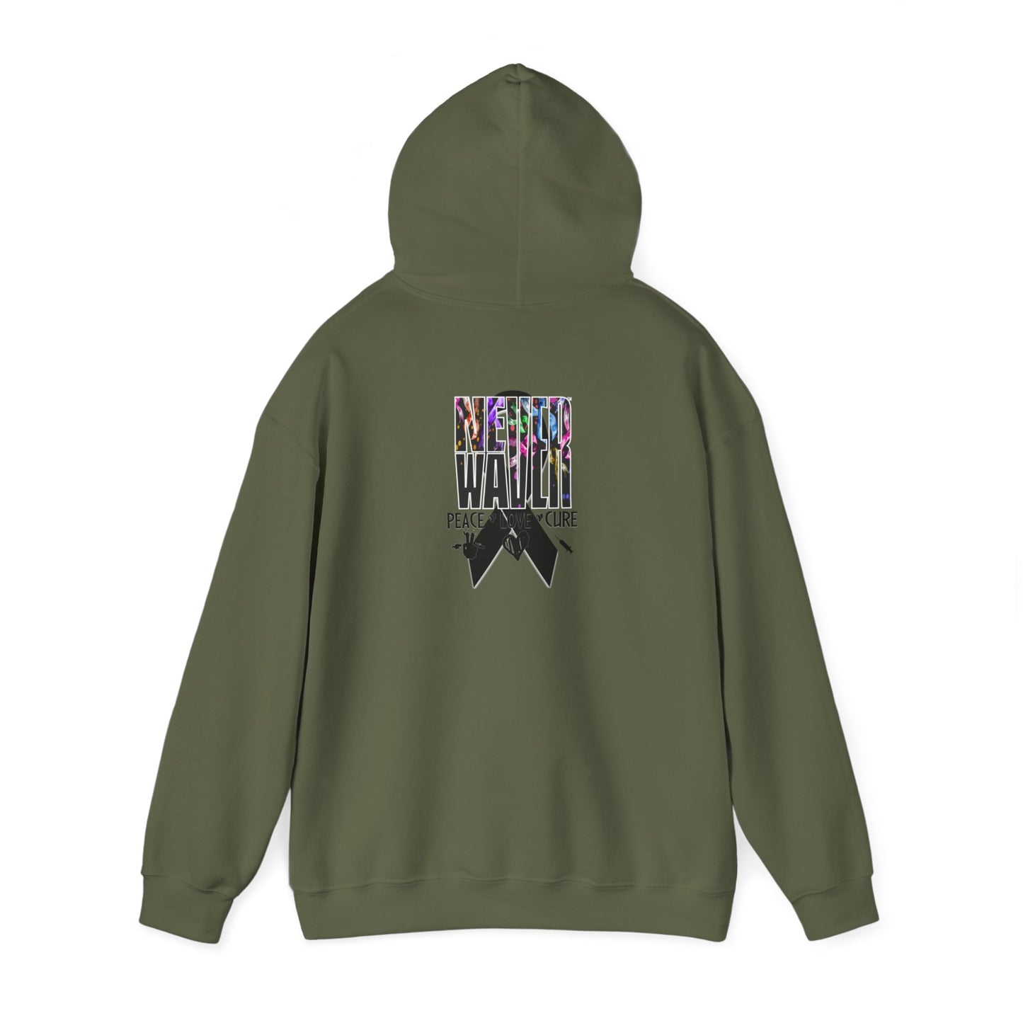 Never Waver Peace Love Cure Unisex Heavy Blend™ Hooded Sweatshirt