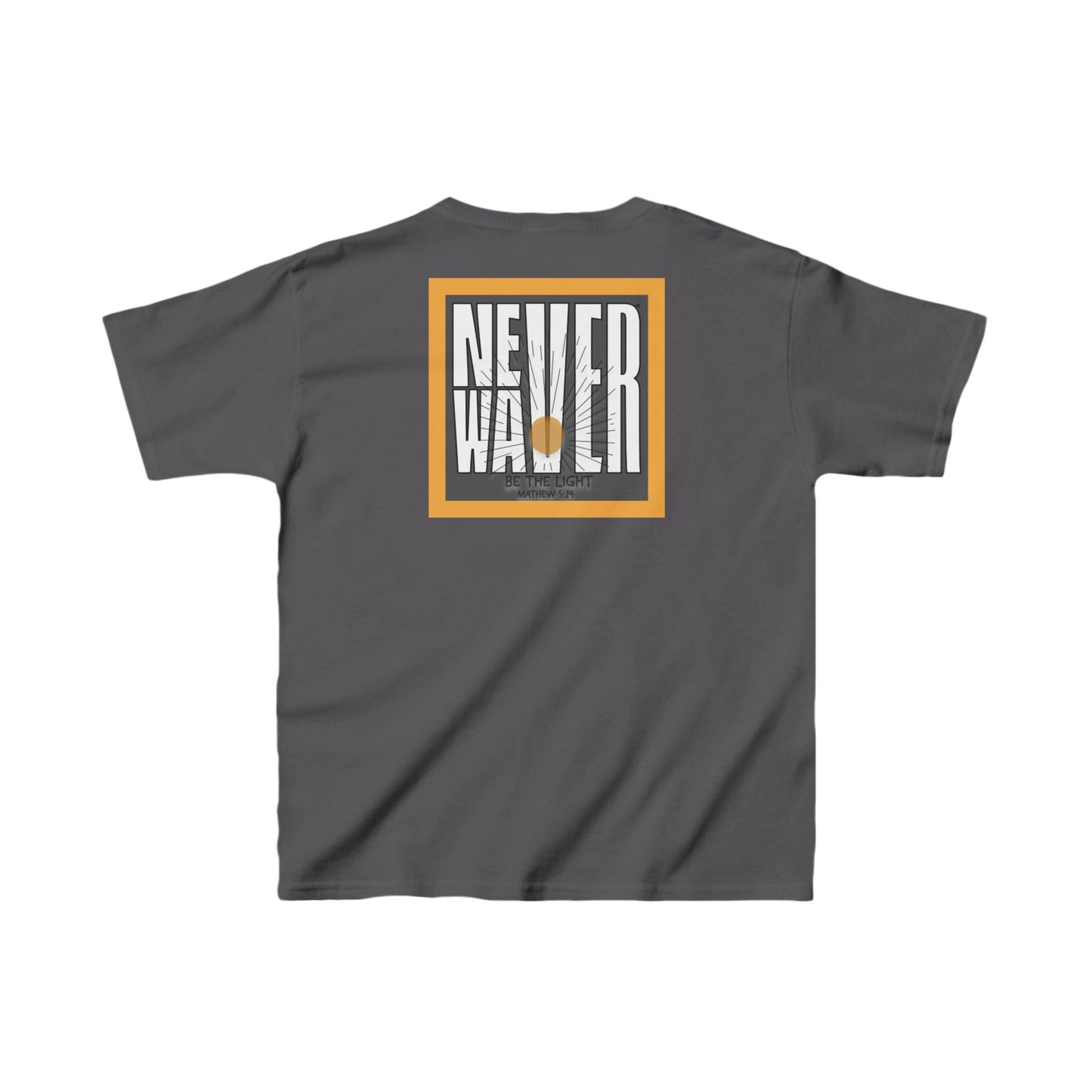 Kids Heavy Cotton™ Tee -NEVER WAVER Be The Light Design - Stylish, Comfortable Everyday Wear