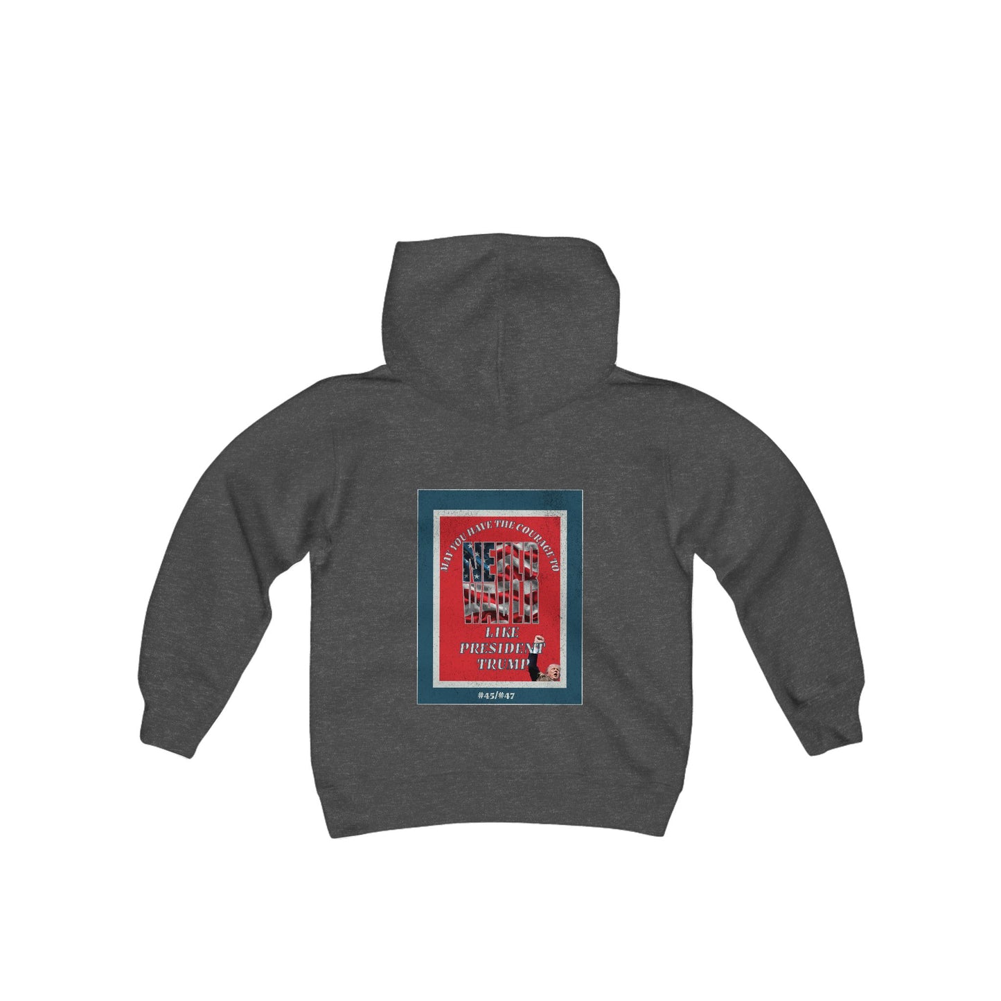 #2 May you have the Courage to Never Waver Like President Trump Vintage-Inspired Youth Hoodie with American Flag Design