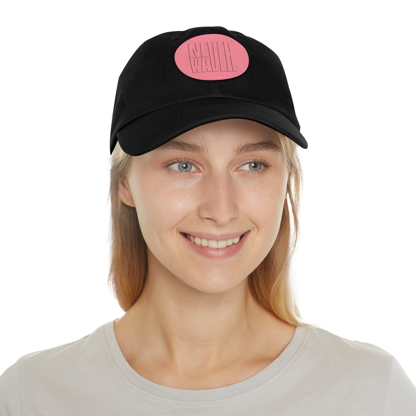 Never Waver Dad Hat with Leather Patch (Round)