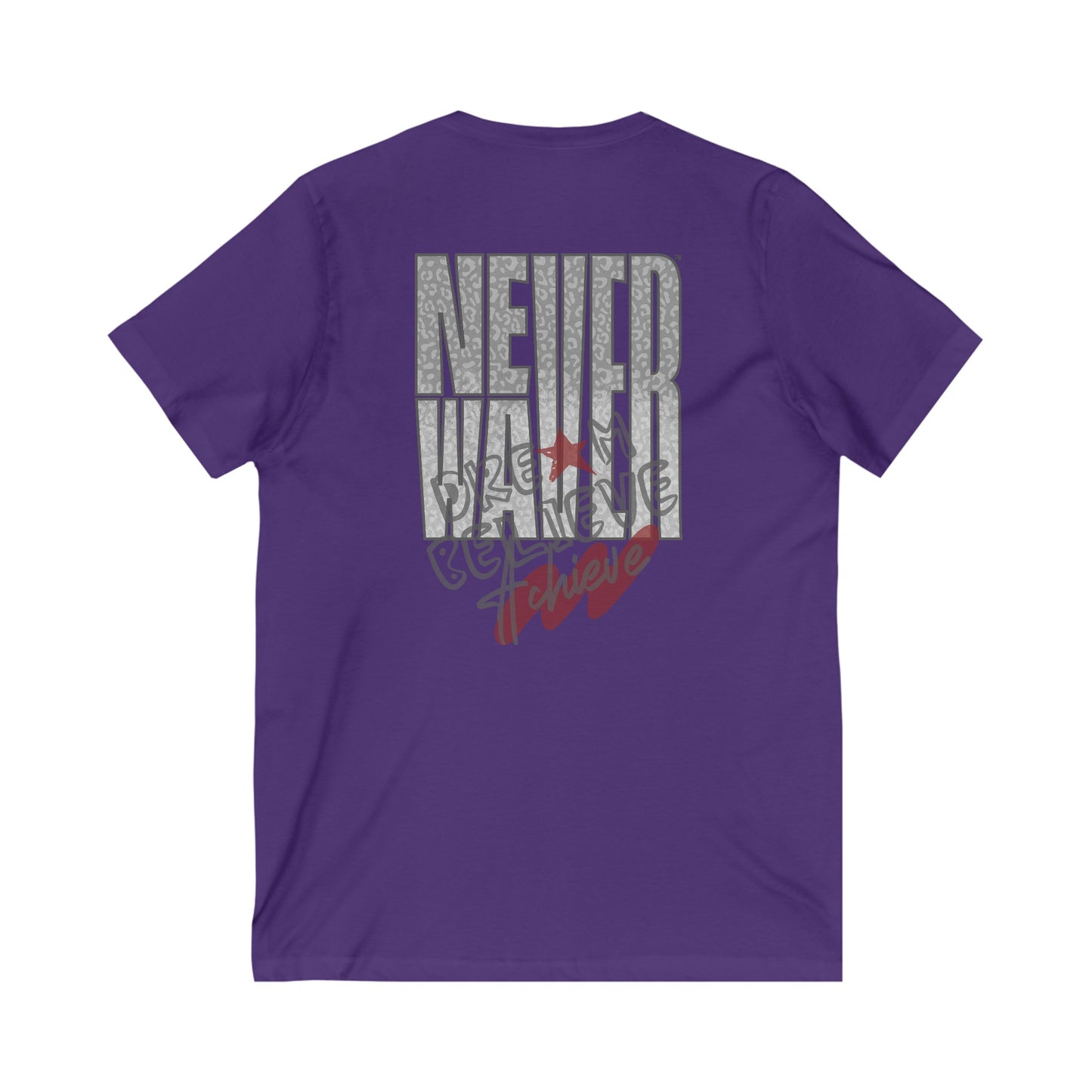 Never Waver Dream Believe Achieve Unisex Jersey Short Sleeve V-Neck Tee