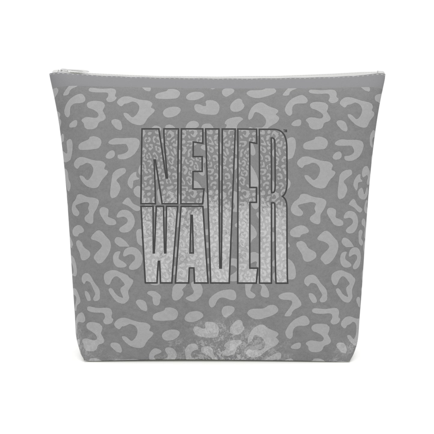 Never Waver  Gray Leopard Cotton Cosmetic Bag