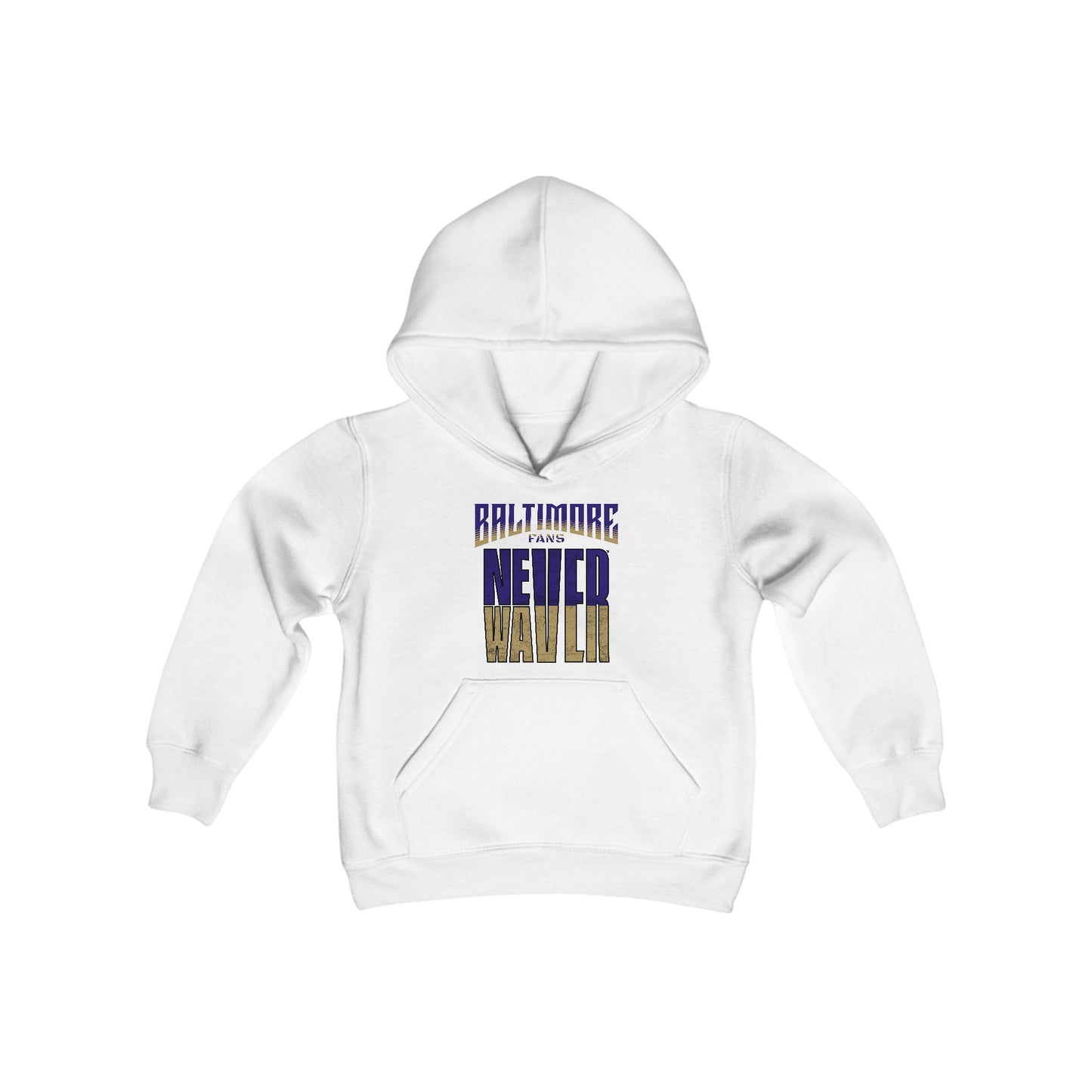 Baltimore Fans Never Waver Youth Heavy Blend Hooded Sweatshirt