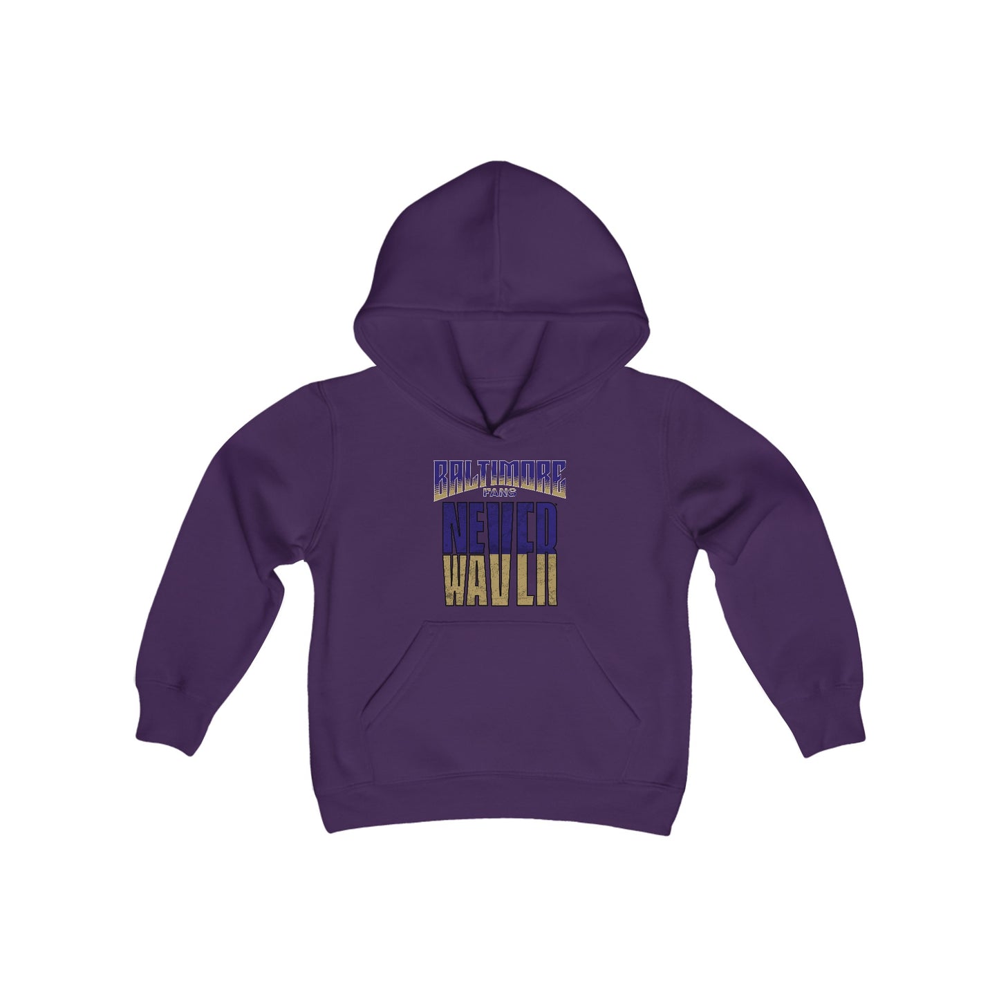 Baltimore Fans Never Waver Youth Heavy Blend Hooded Sweatshirt