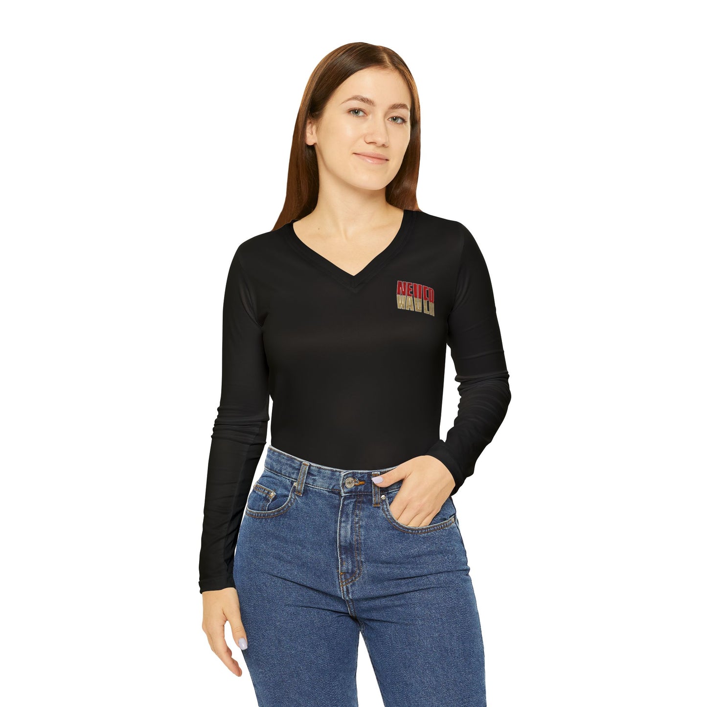 San Francisco Fans Never Waver With Leopard Football Women's Long Sleeve V-neck Shirt (AOP)