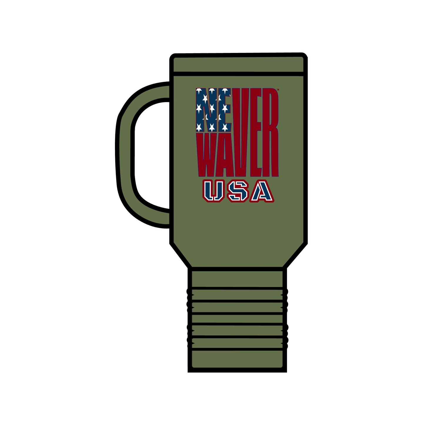 Never Waver USA Insulated Travel Mug, 40oz