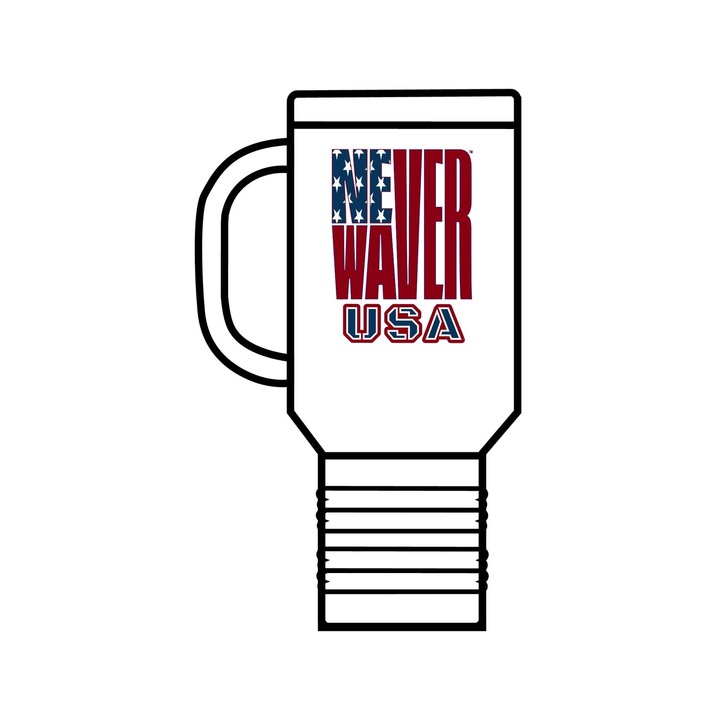 Never Waver USA Insulated Travel Mug, 40oz