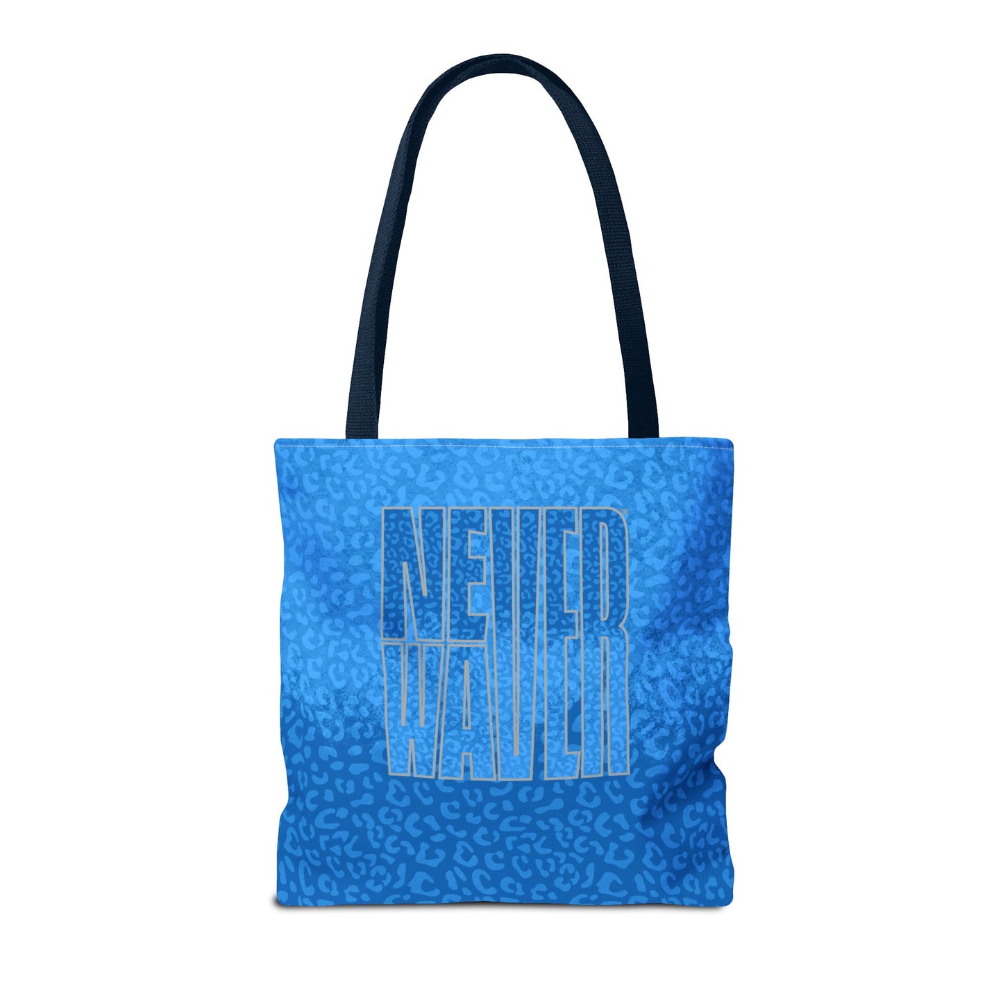 Never Waver Mamma Blue Leopard Tote Bag (AOP)