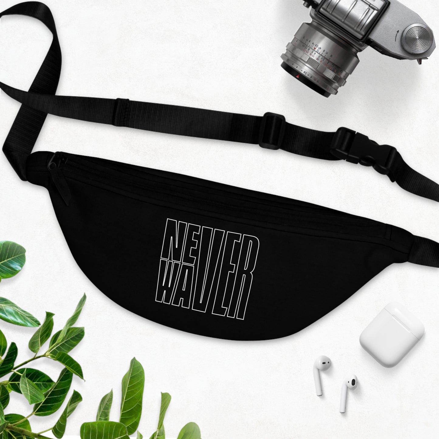 Never Waver Black Fanny Pack