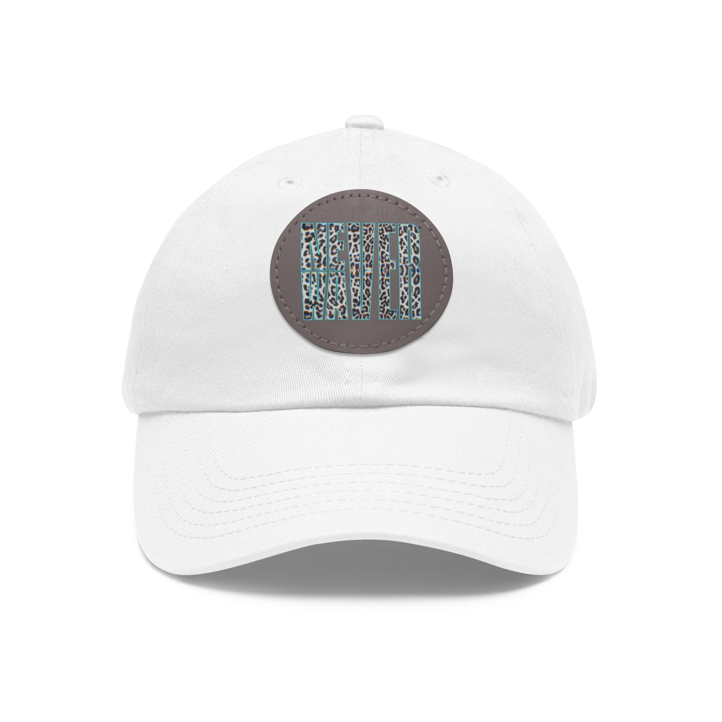 Never Waver Leopard Dad Hat with Leather Patch (Round)