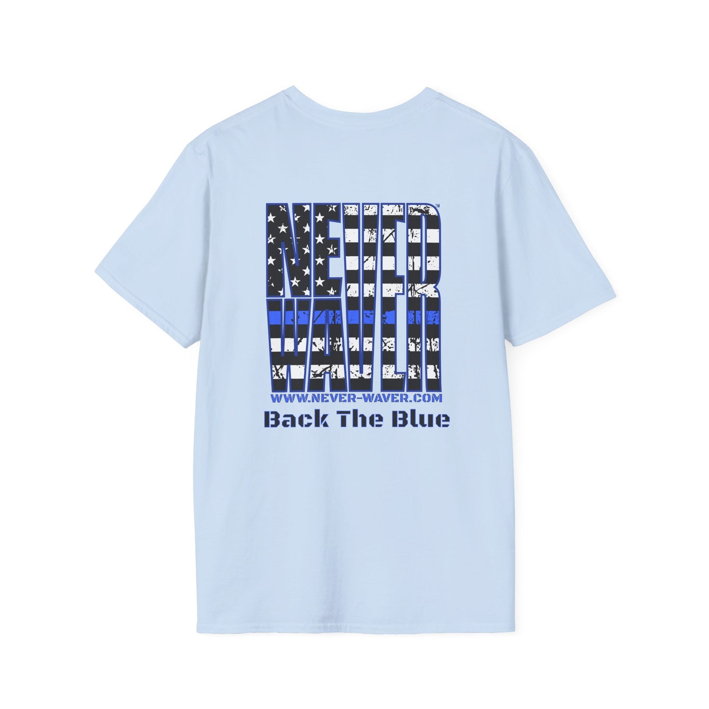 Never Waver Back The Blue  Unisex Softstyle T-Shirt