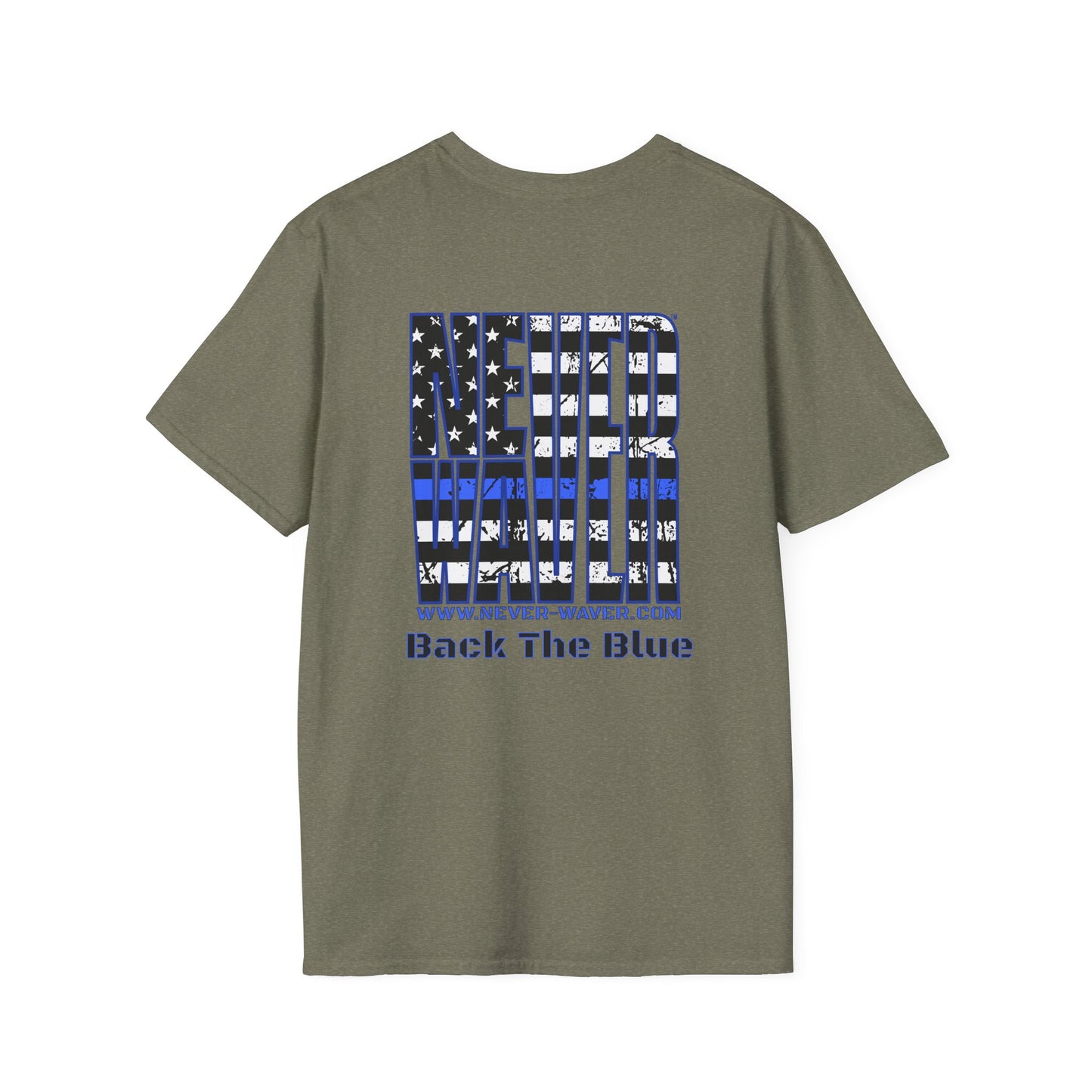 Never Waver Back The Blue  Unisex Softstyle T-Shirt