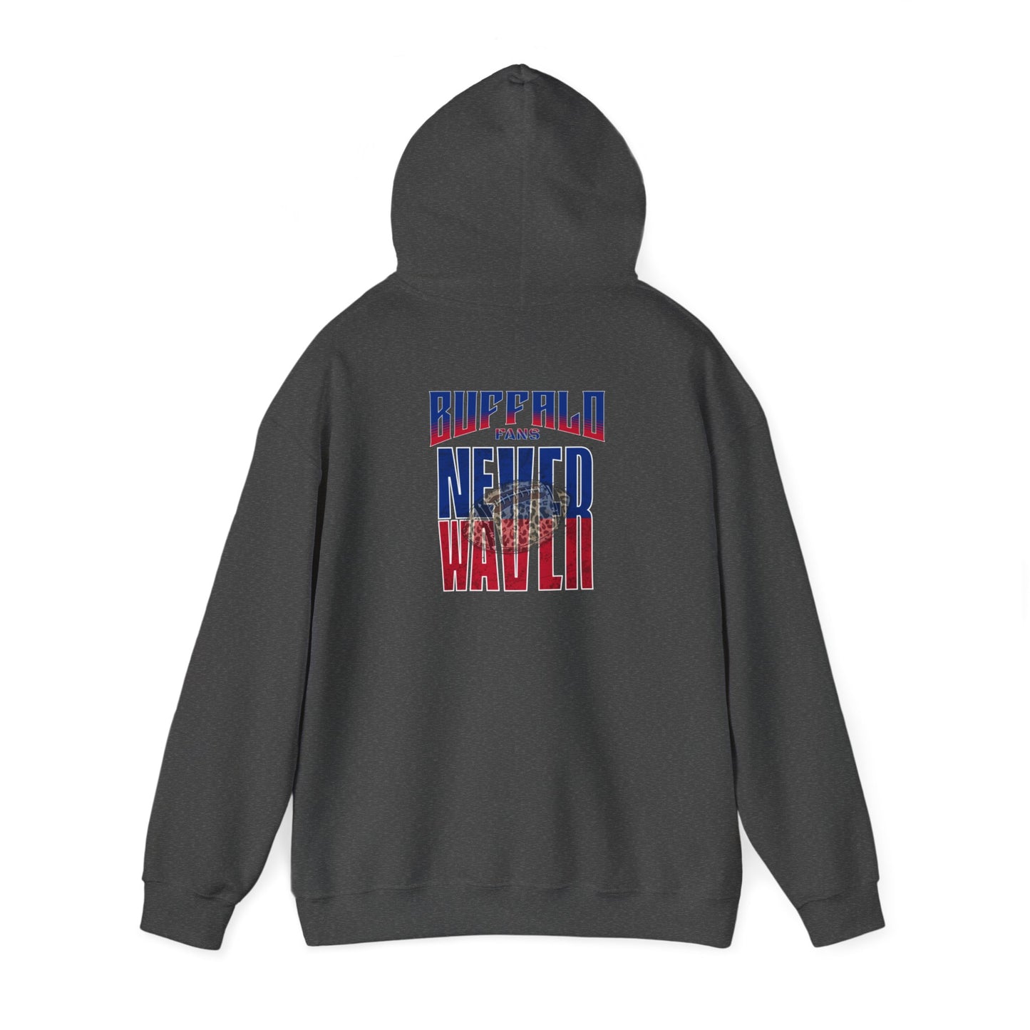 Buffalo Fans Never Waver W-Leopard Football Unisex Heavy Blend™ Hooded Sweatshirt