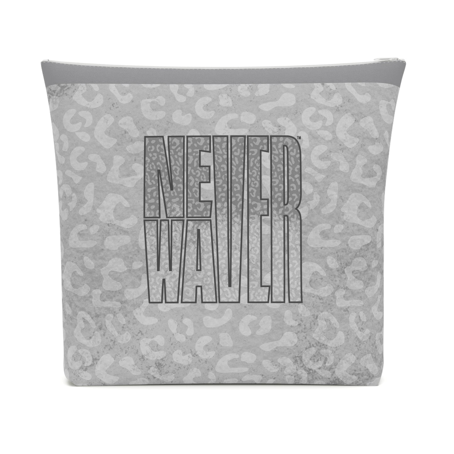 Never Waver  Gray Leopard Cotton Cosmetic Bag