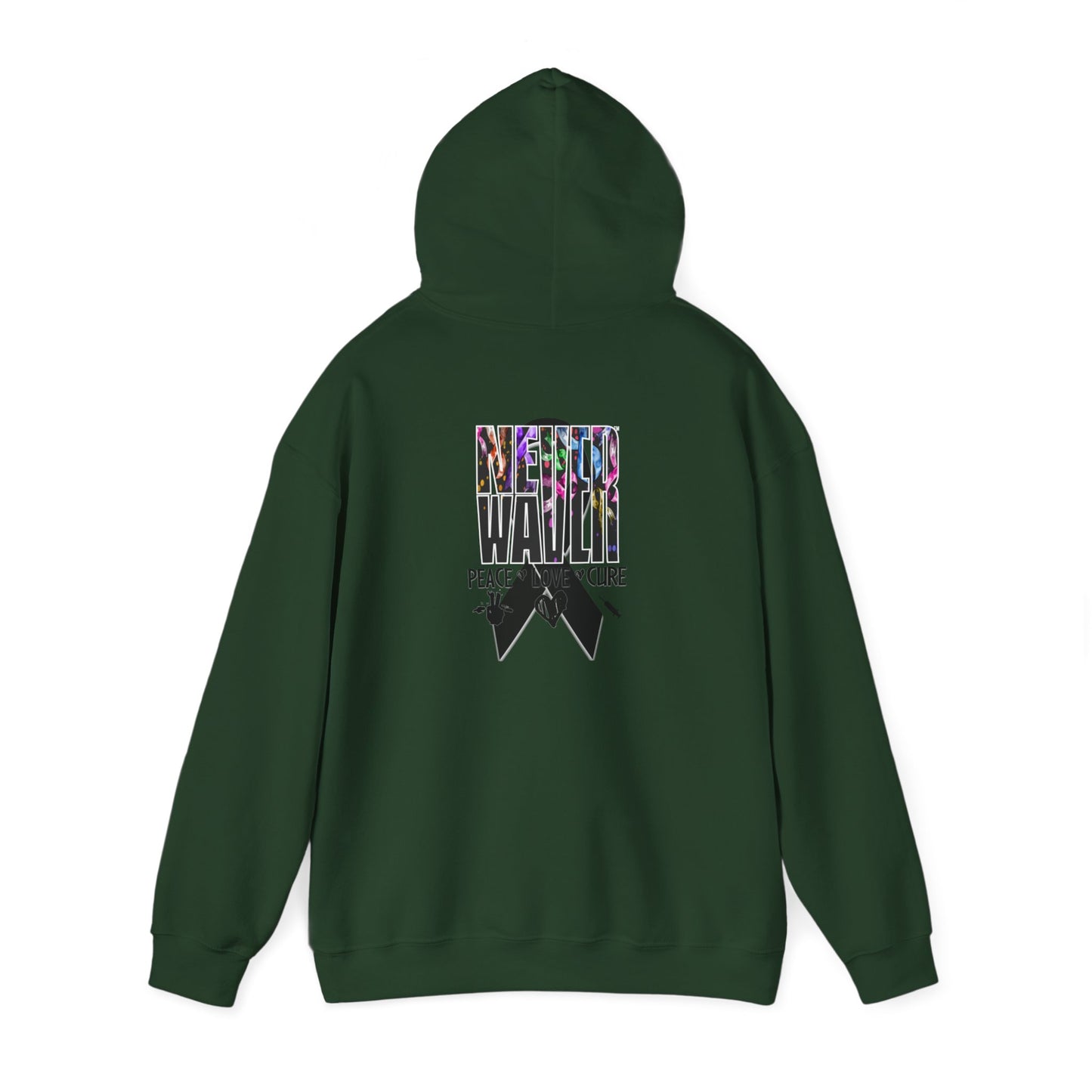 Never Waver Peace Love Cure Unisex Heavy Blend™ Hooded Sweatshirt