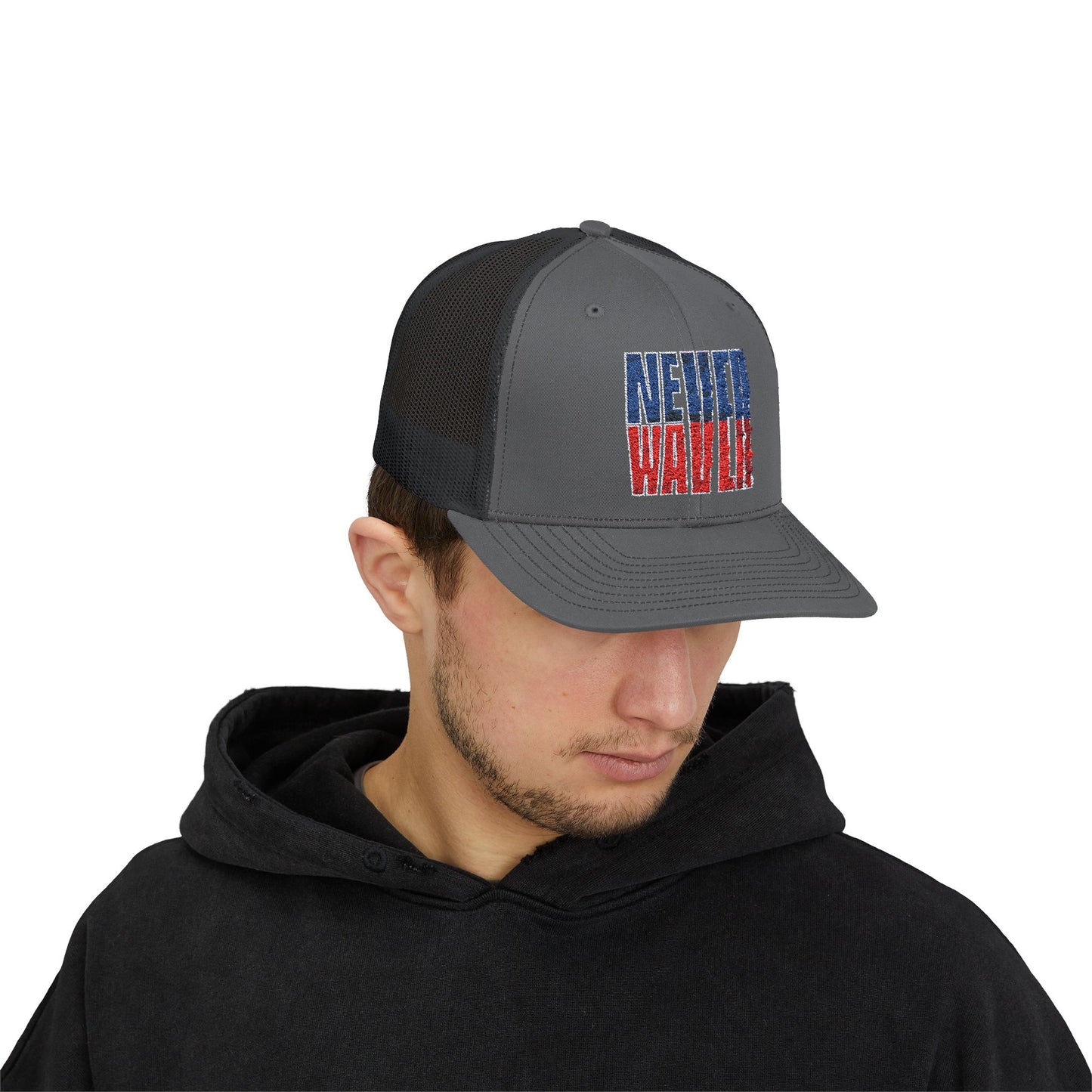 Never Waver Embroidered Snapback Trucker Cap