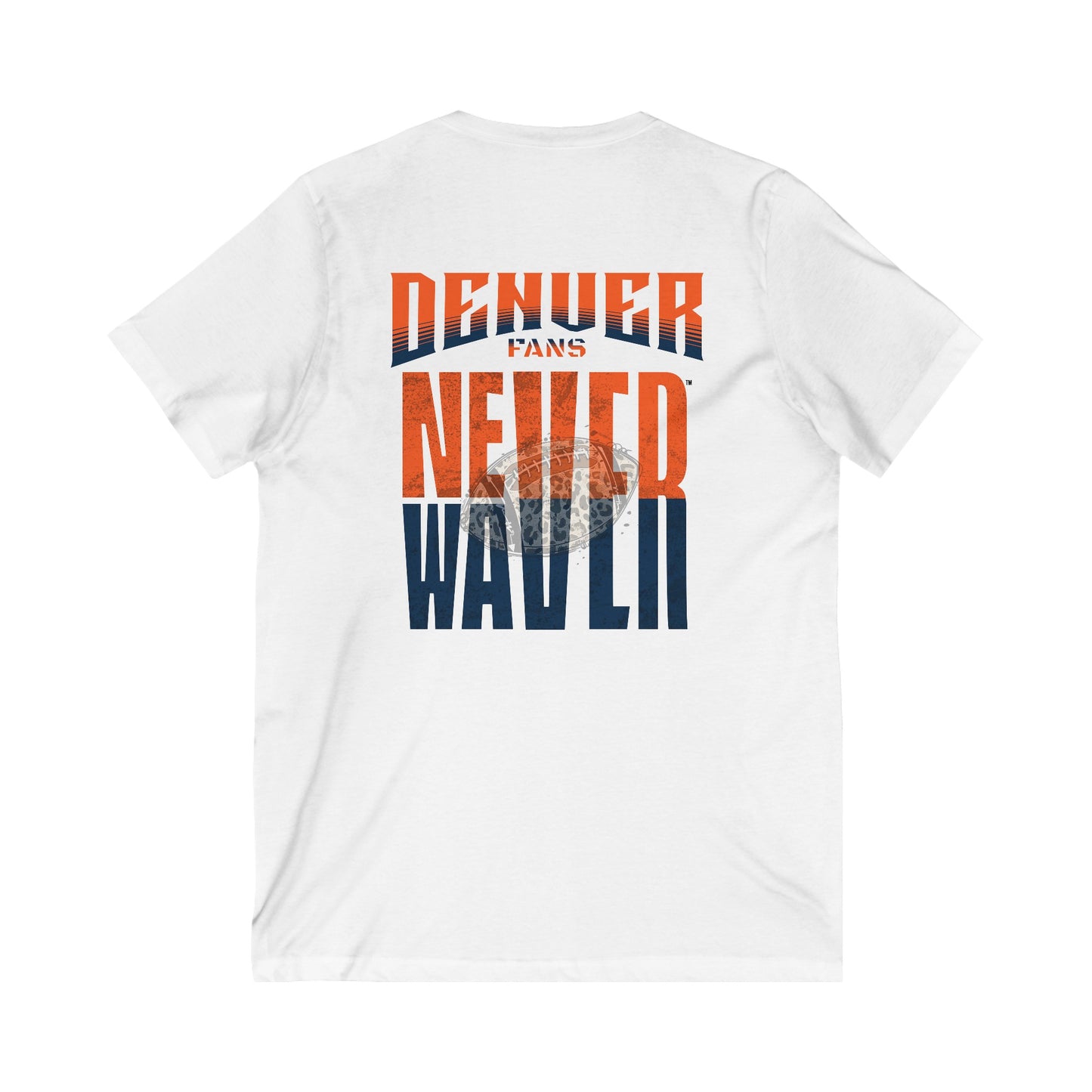 Denver Fans Never Waver with leopard football Unisex Jersey Short Sleeve V-Neck Tee