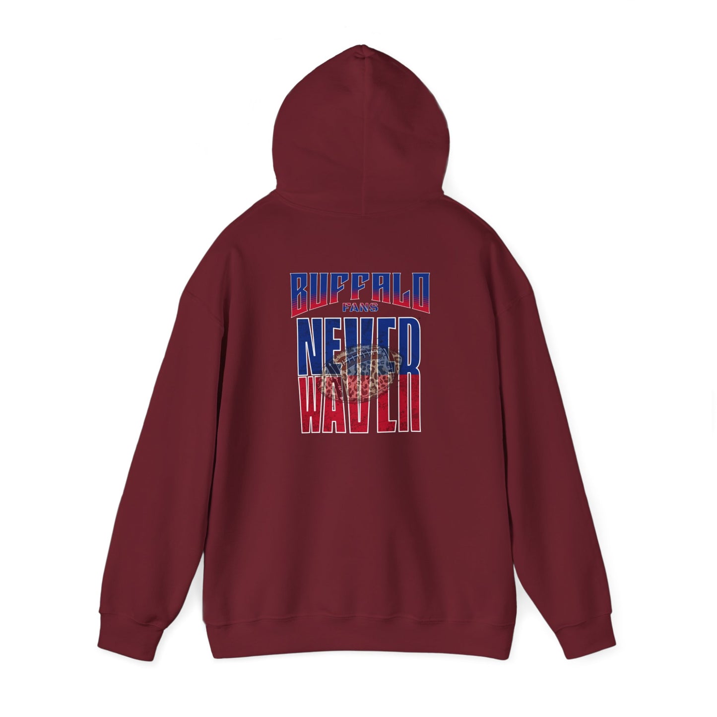 Buffalo Fans Never Waver W-Leopard Football Unisex Heavy Blend™ Hooded Sweatshirt